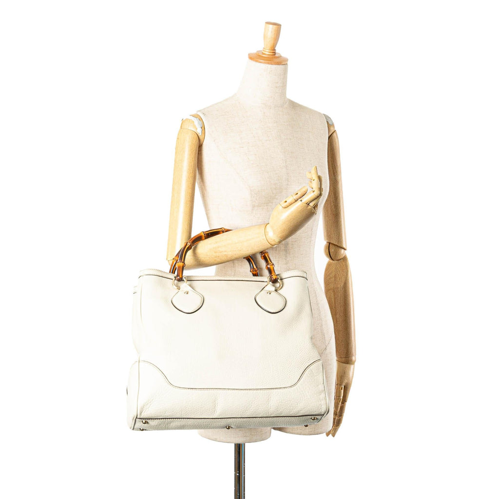 Gucci Medium Leather Bamboo Diana Tote