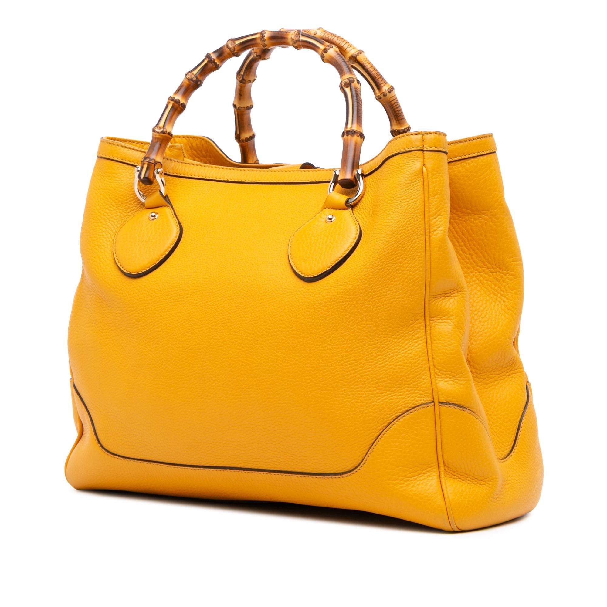 Gucci Medium Leather Bamboo Diana Tote