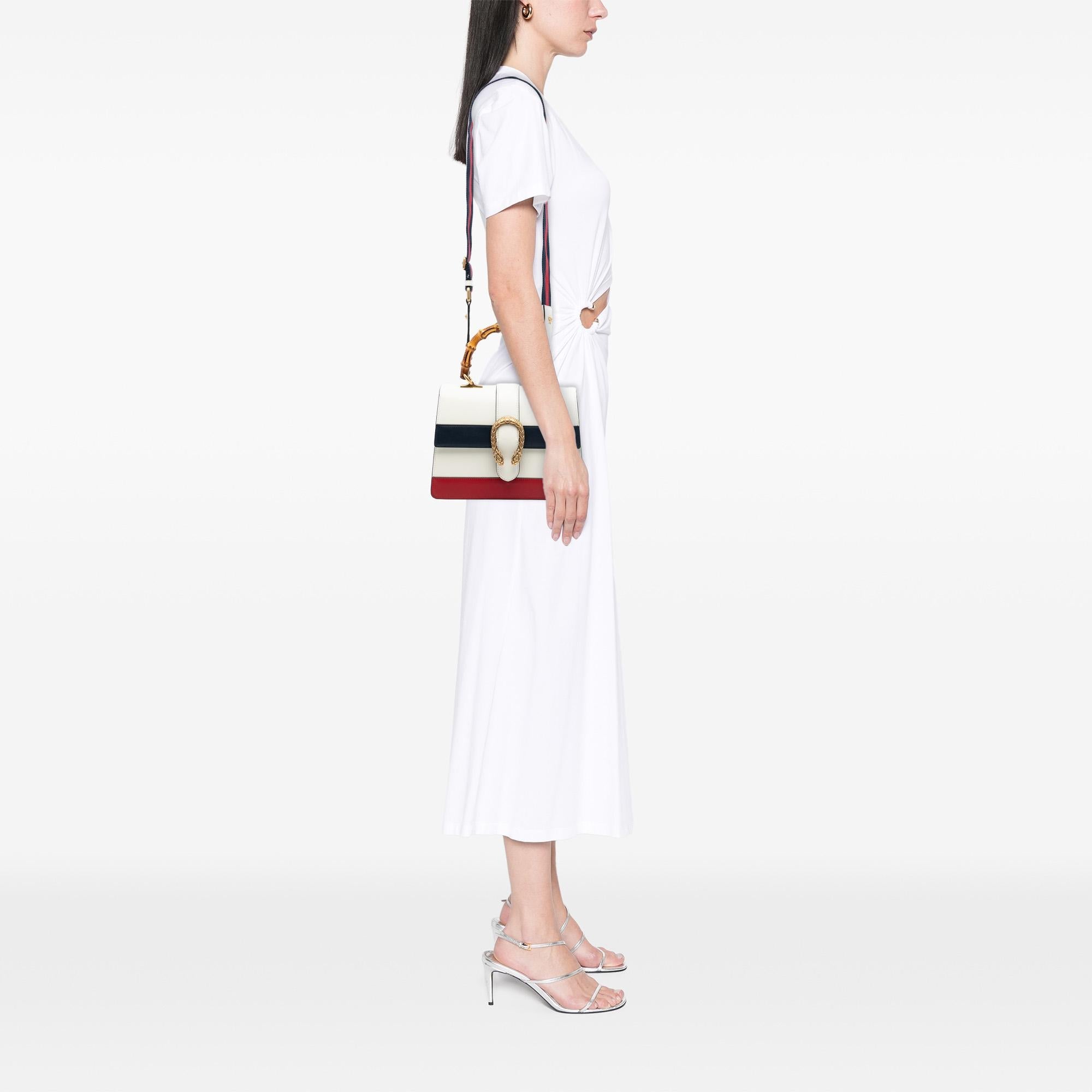 Gucci Medium Leather Bamboo Dionysus Web Satchel