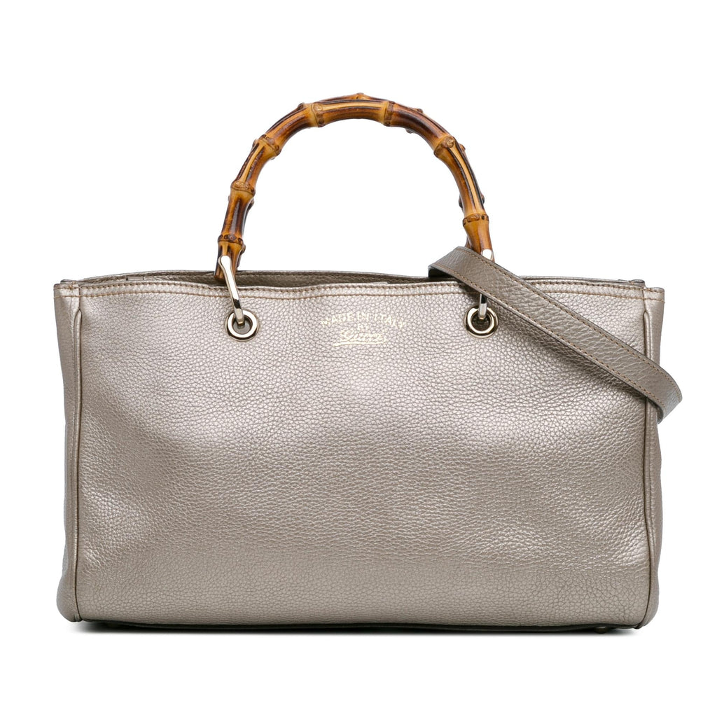 Gucci Medium Leather Bamboo Shopper (SHG-Z5WtXN)