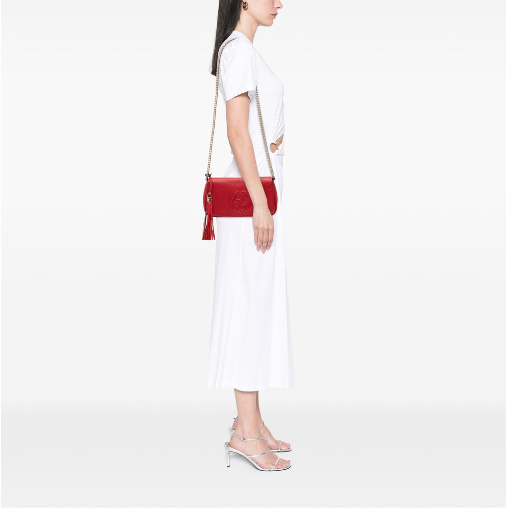 Gucci Medium Leather Soho Chain Flap Crossbody