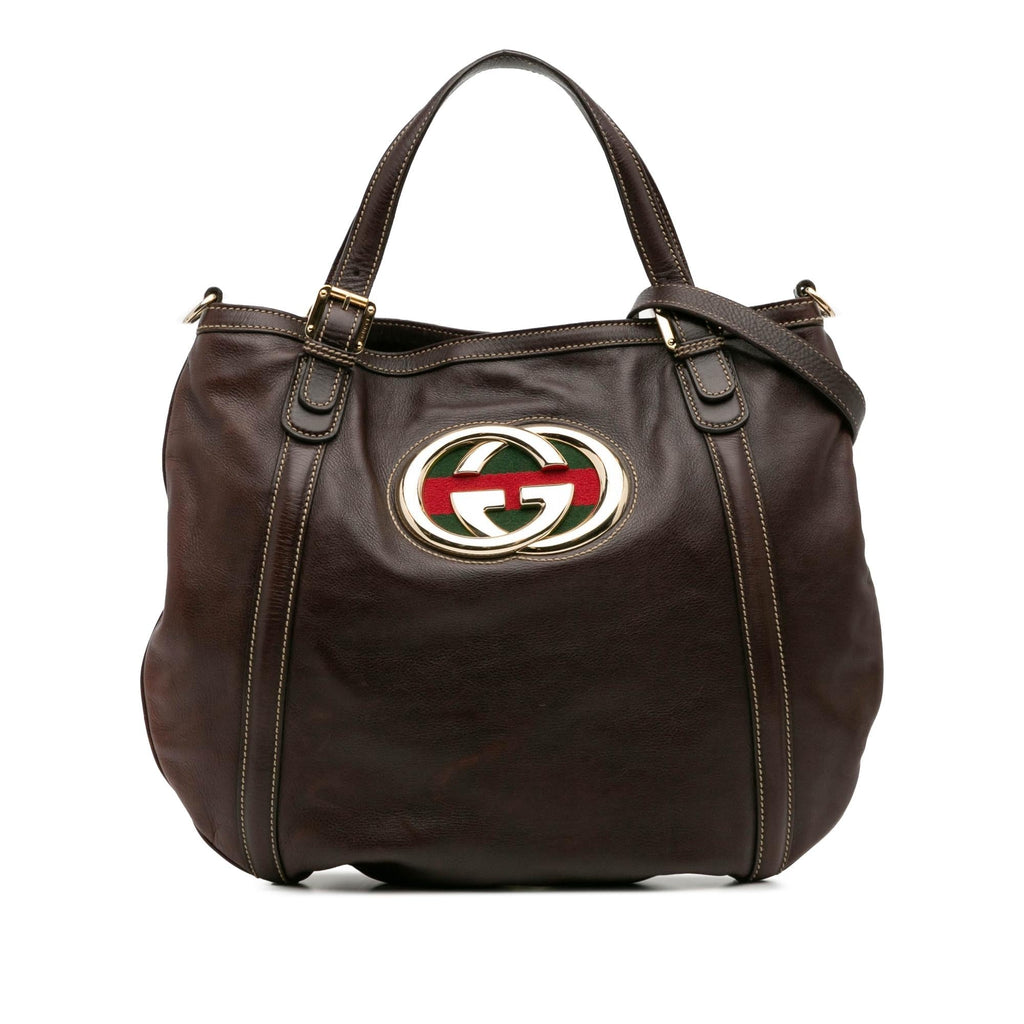Gucci Medium Leather Web Britt Satchel