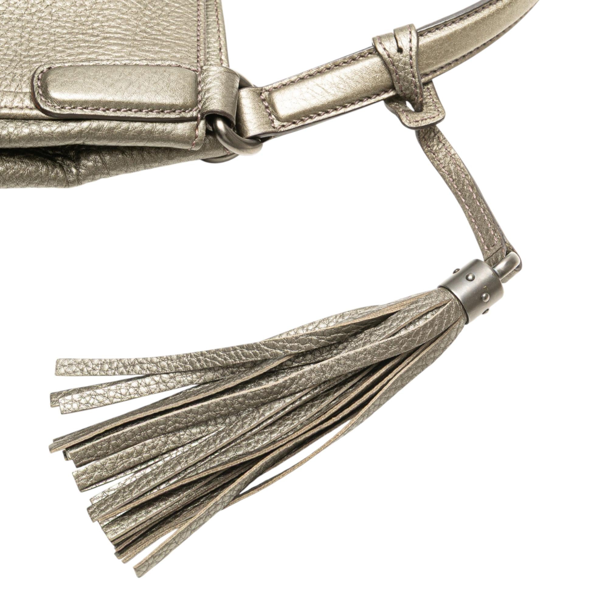 Gucci Medium Metallic Leather Soho Cellarius Tote