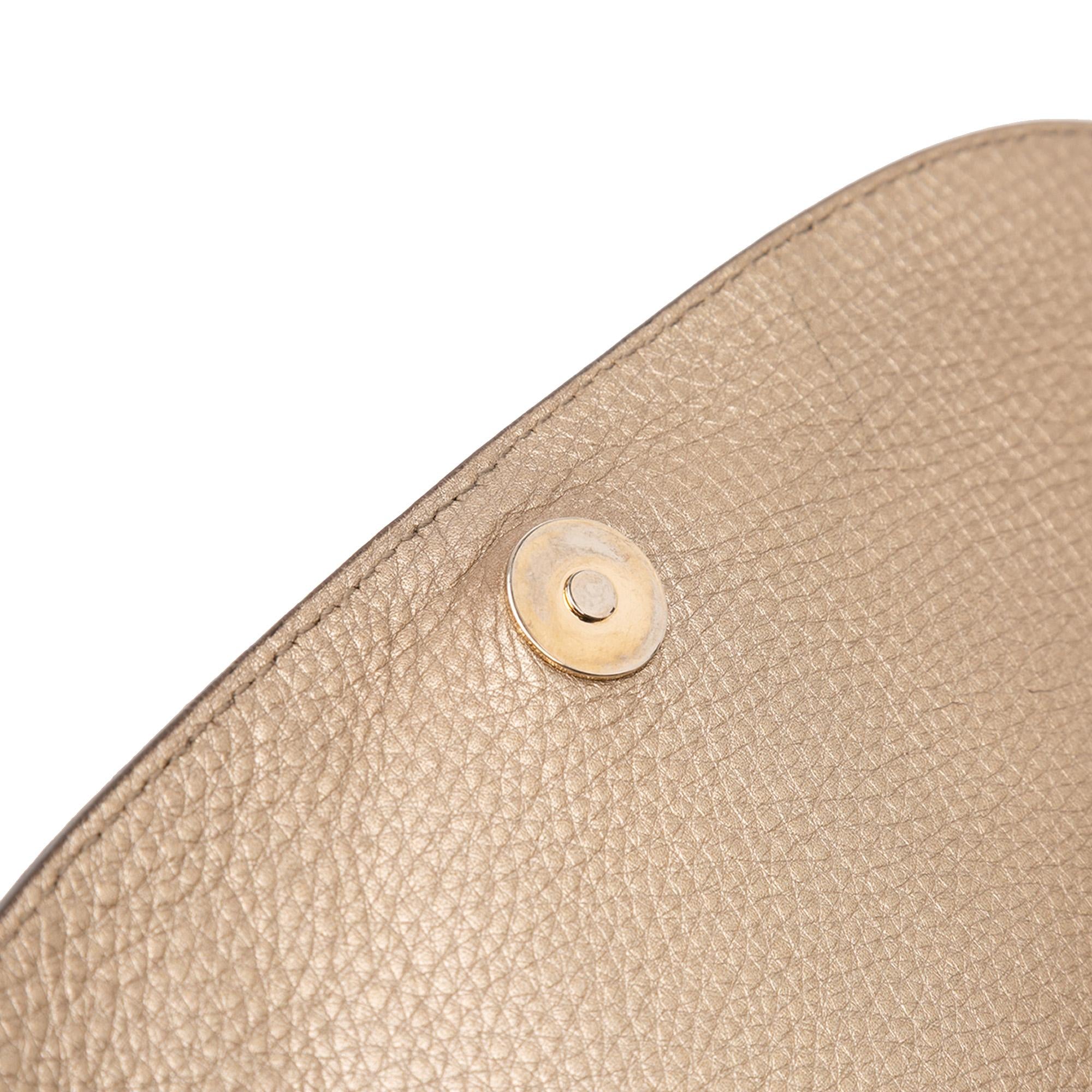 Gucci Medium Metallic Leather Soho Chain Flap Crossbody