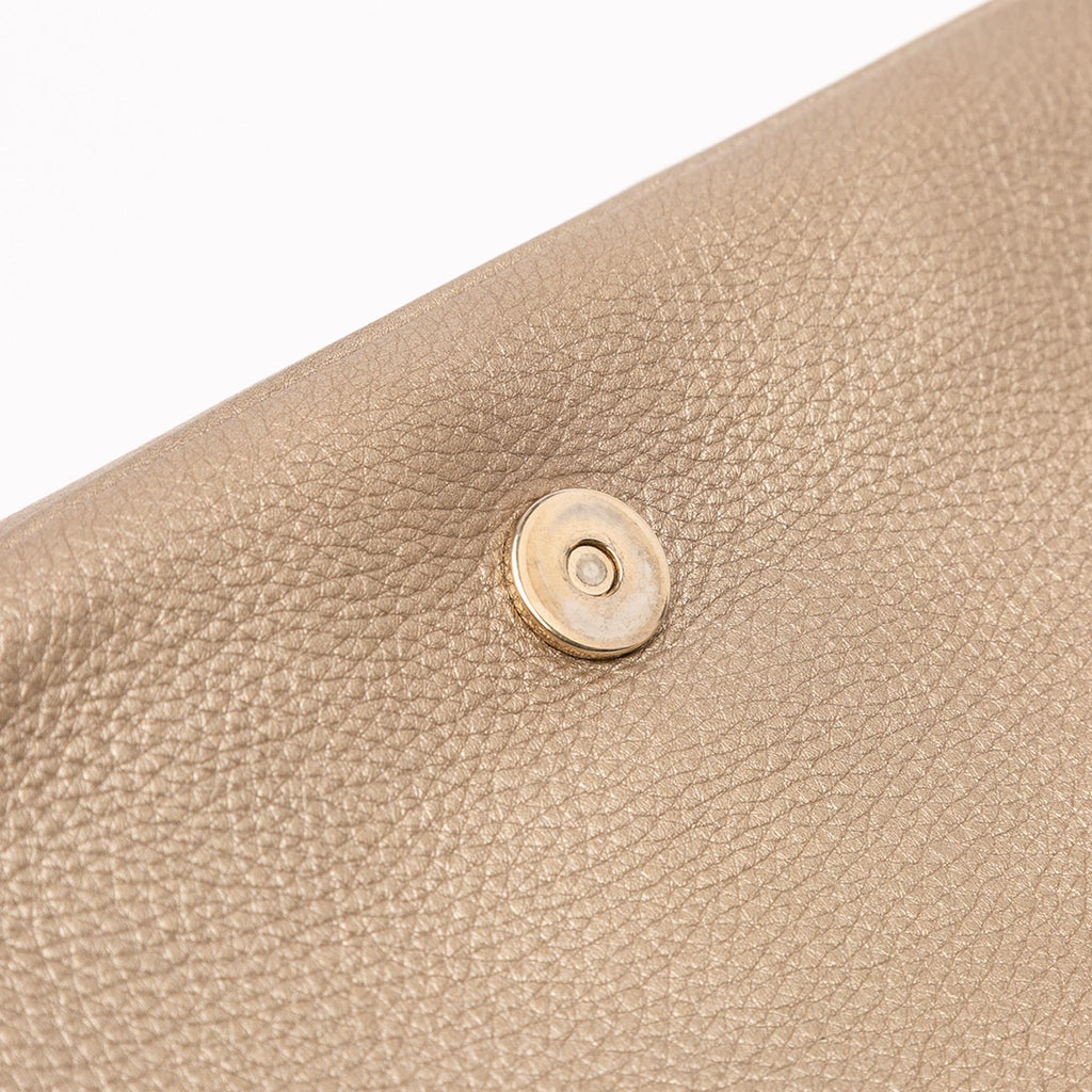 Gucci Medium Metallic Leather Soho Chain Flap Crossbody