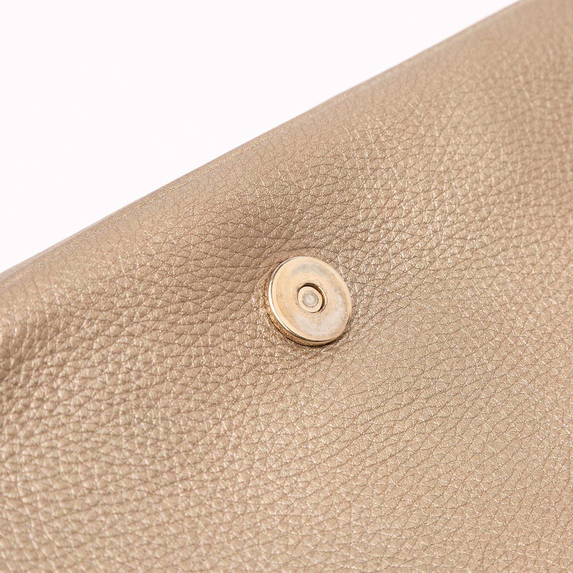Gucci Medium Metallic Leather Soho Chain Flap Crossbody