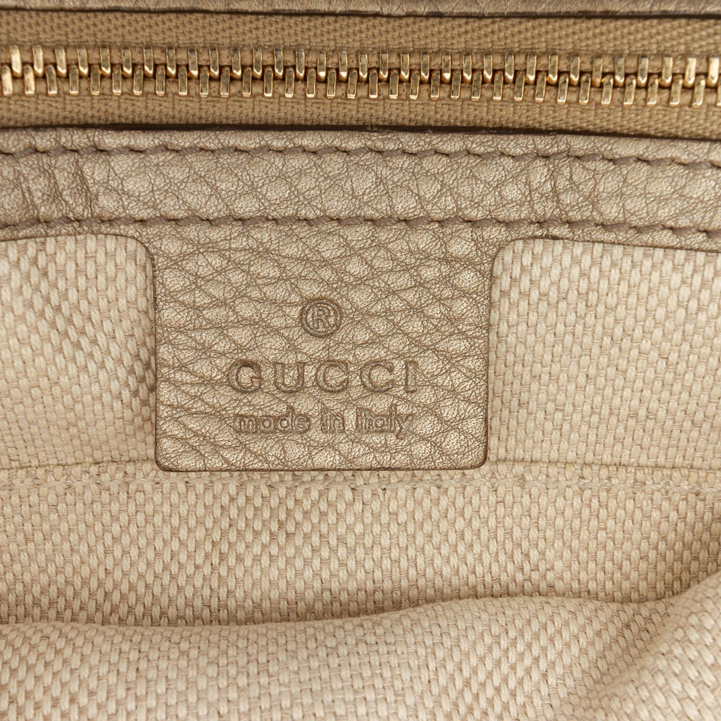 Gucci Medium Metallic Leather Soho Chain Flap Crossbody