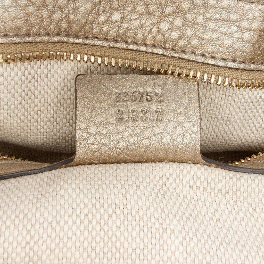 Gucci Medium Metallic Leather Soho Chain Flap Crossbody