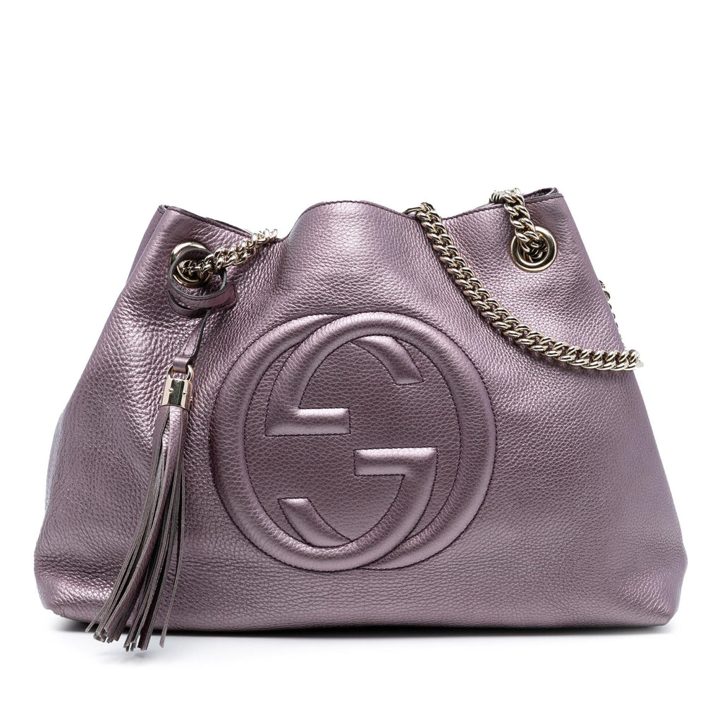 Gucci Medium Metallic Leather Soho Chain Tote