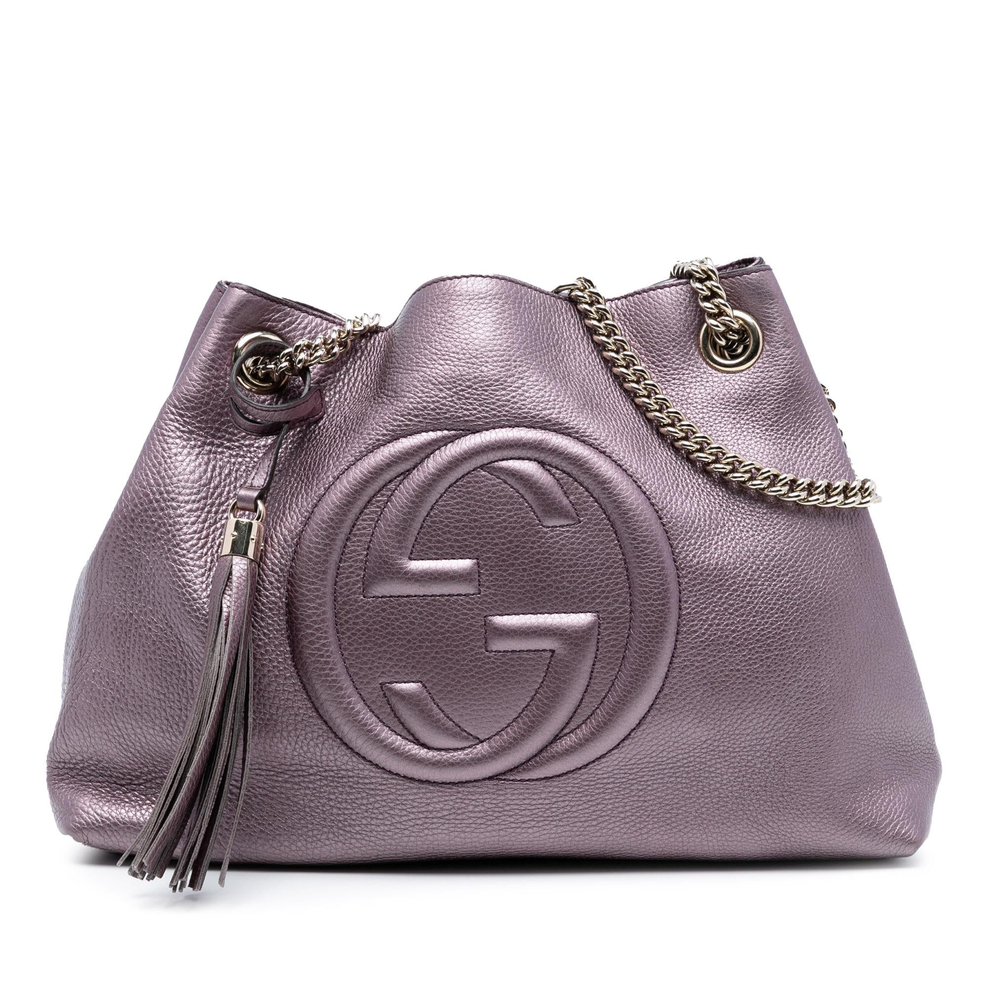 Gucci Medium Metallic Leather Soho Chain Tote