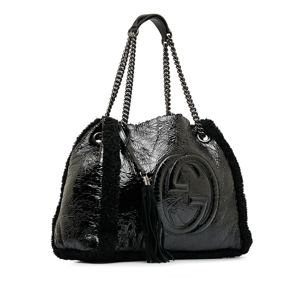 Gucci Medium 1:1 Rep Shearling Soho Chain Tote (SHG-dATtOX)