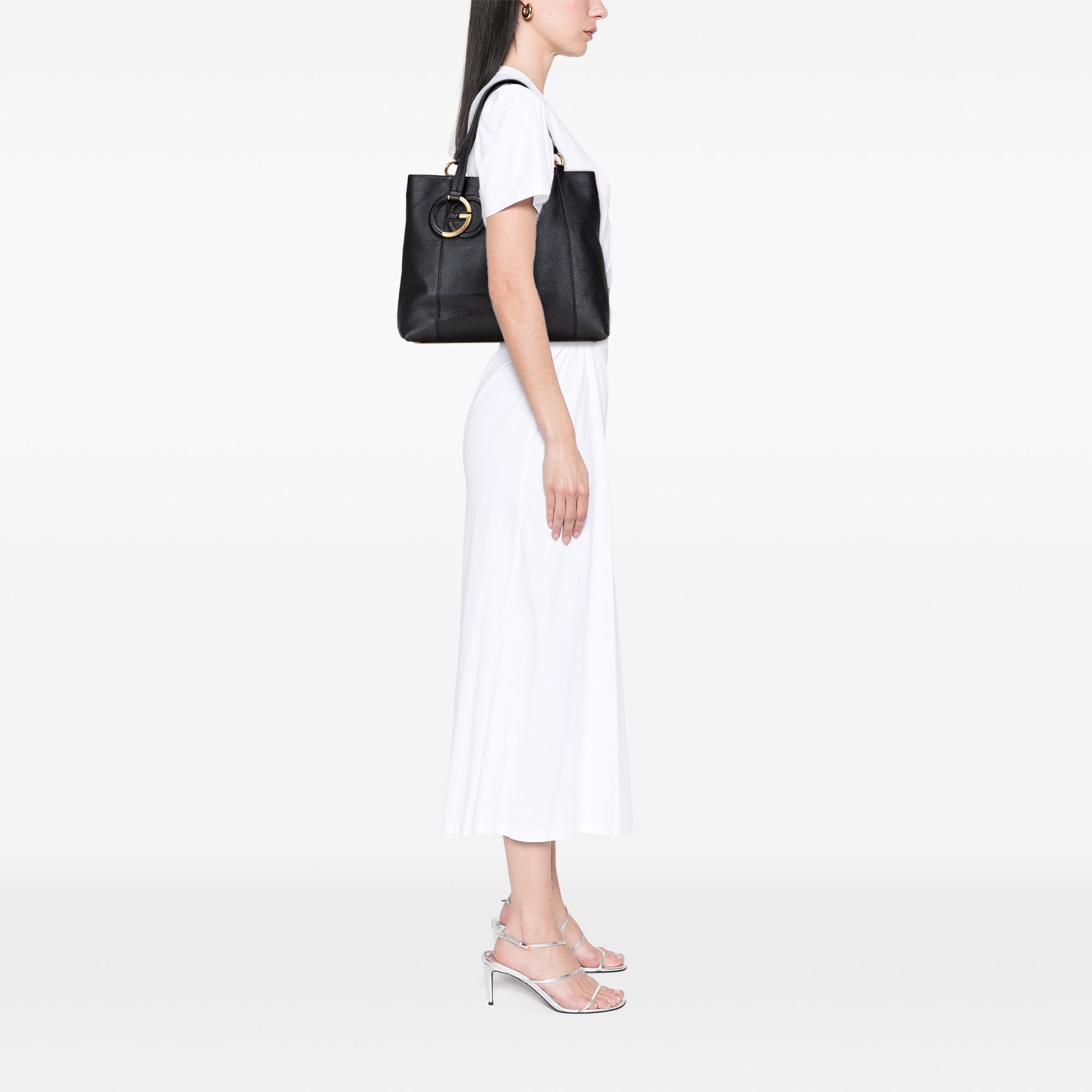 Gucci Medium Pebbled Calfskin Twill Tote