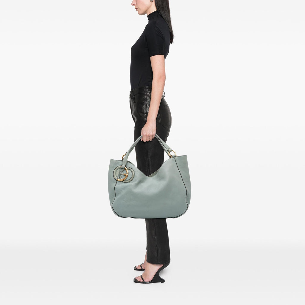 Gucci Medium Pebbled Calfskin Twill Tote