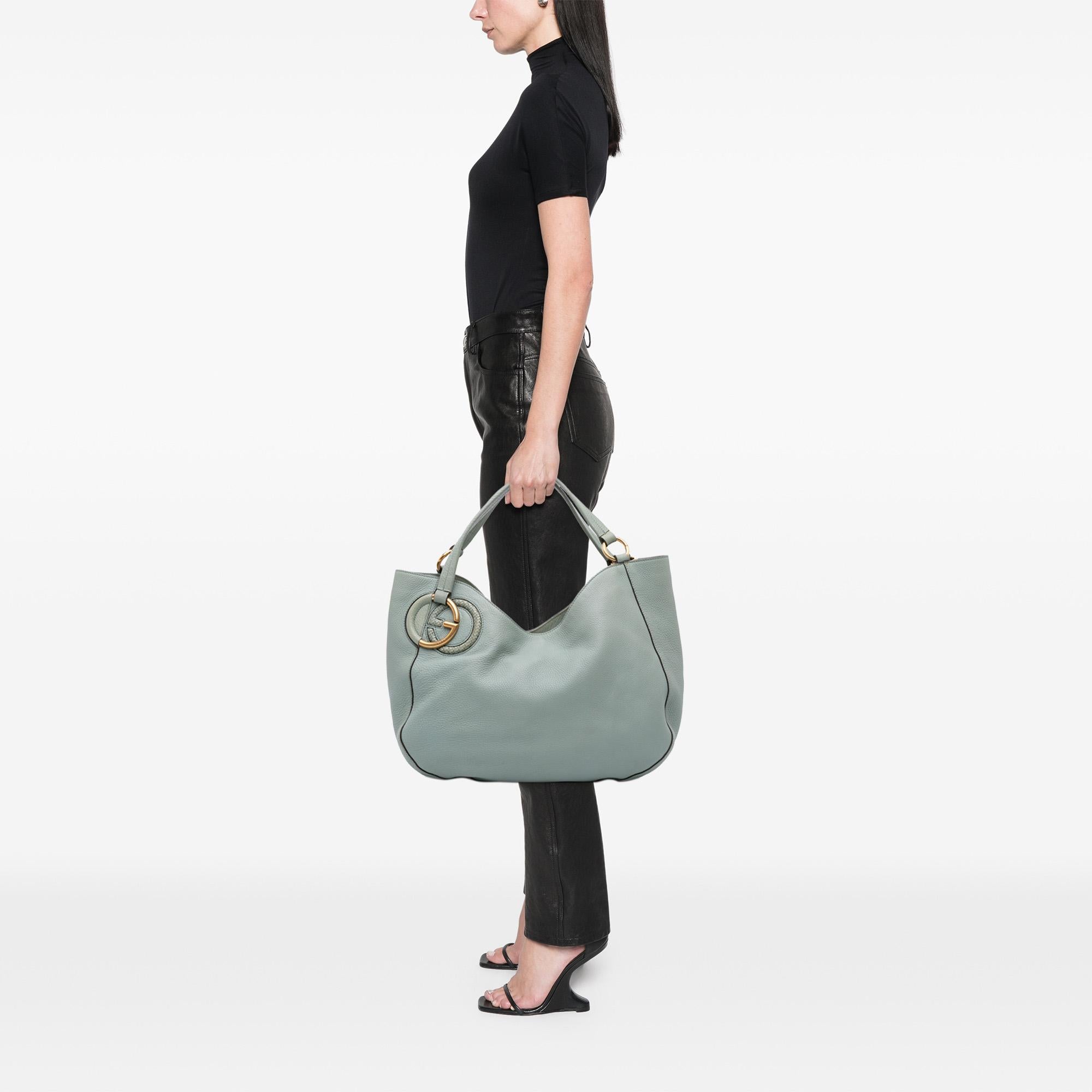 Gucci Medium Pebbled Calfskin Twill Tote
