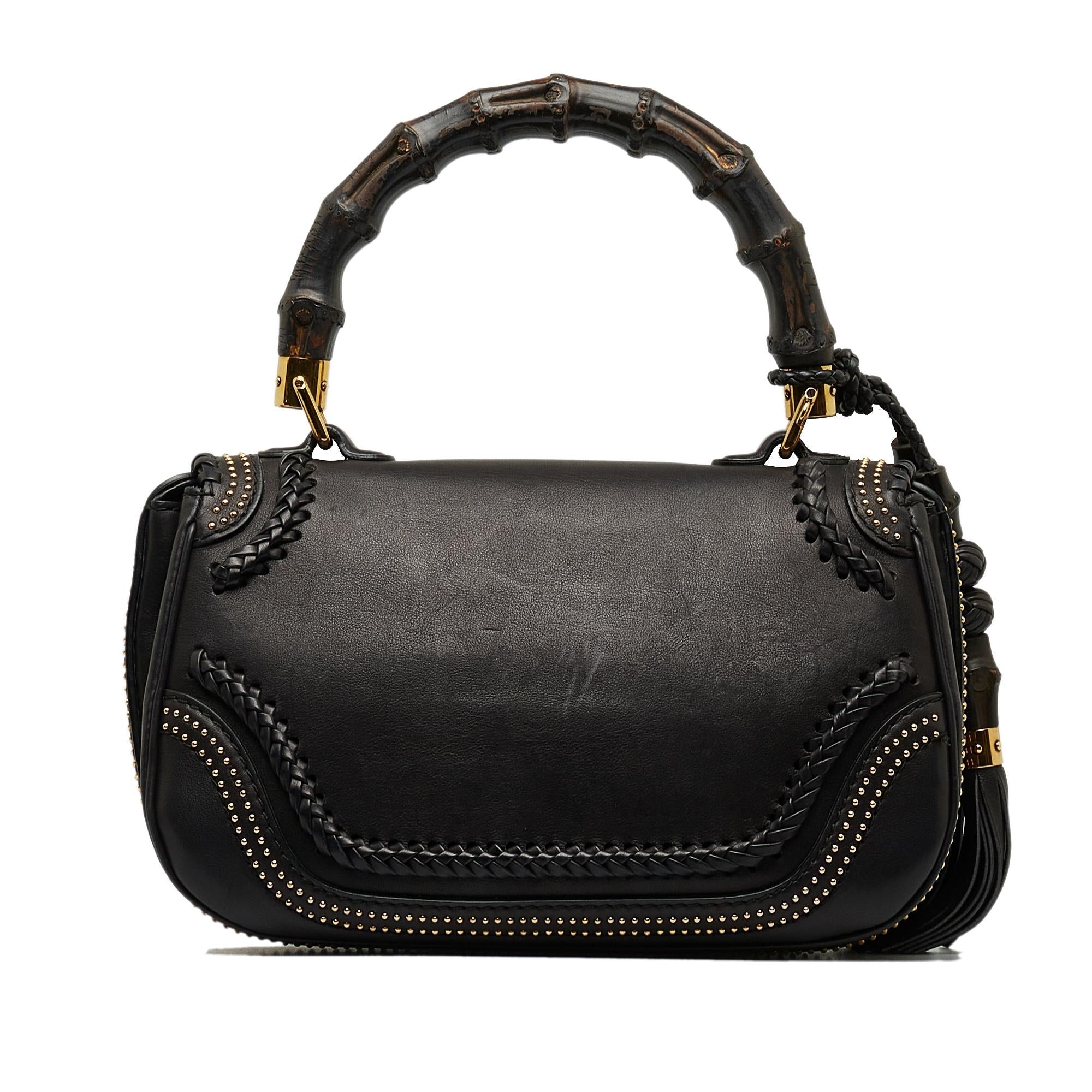 Gucci Medium Studded New Bamboo Tassel Satchel (SHG-LOkrtI)