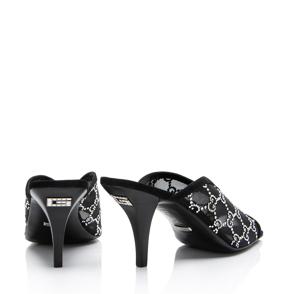 Gucci Mesh Crystal GG Mules - Size 7.5 / 37.5