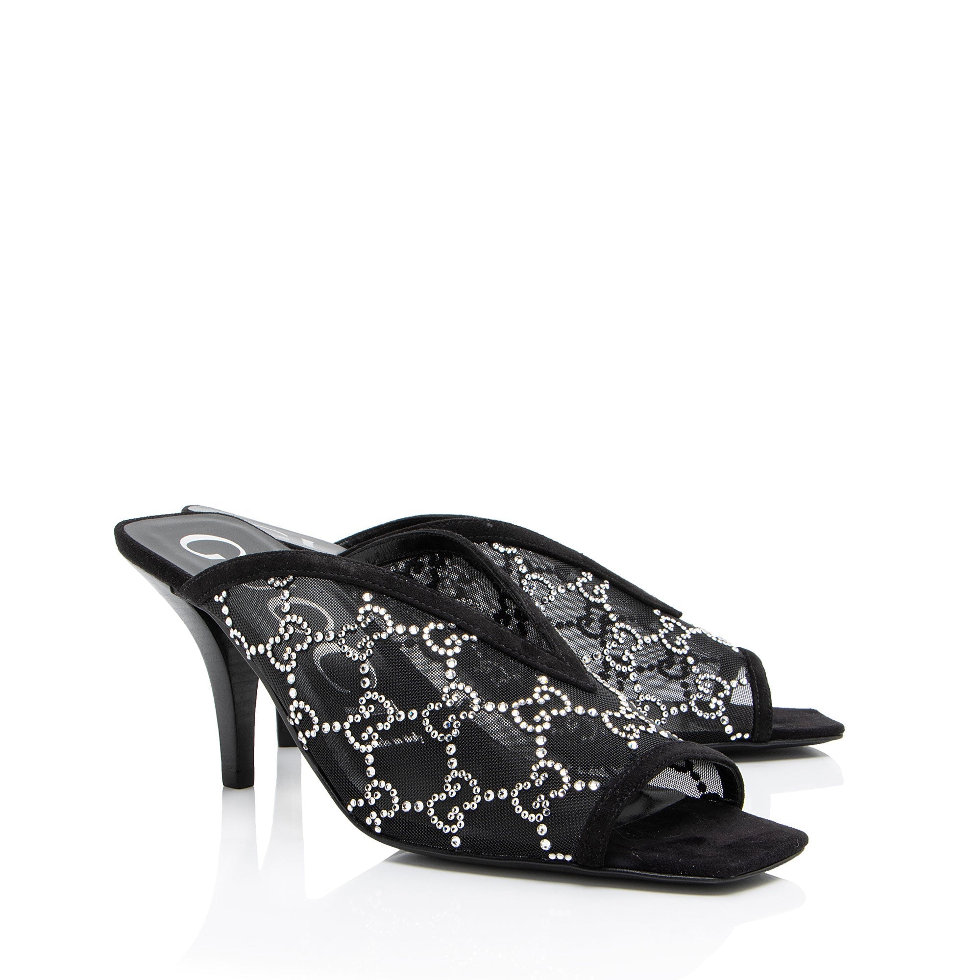 Gucci Mesh Crystal GG Mules - Size 7.5 / 37.5
