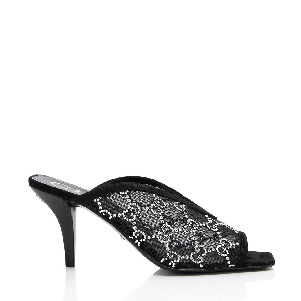 Gucci Mesh Crystal GG Mules - Size 7.5 / 37.5
