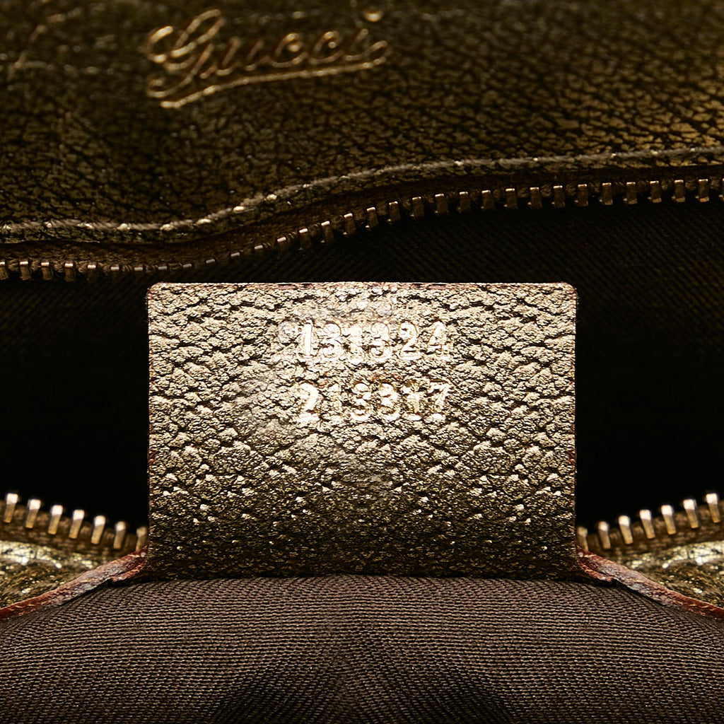 Gucci Metal Bamboo Gucci Canvas Handbag (SHG-25640)
