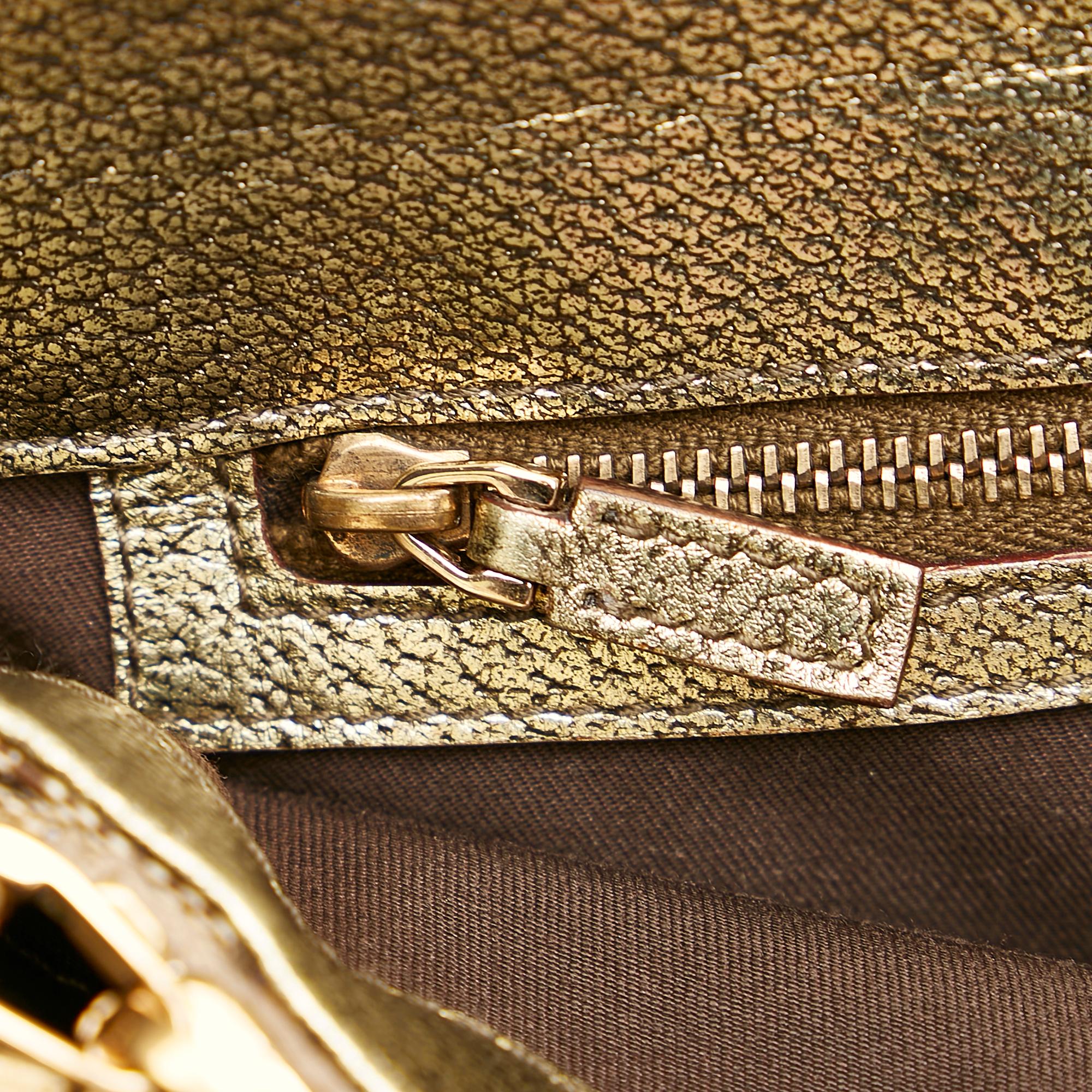 Gucci Metal Bamboo Gucci Canvas Handbag (SHG-25640)
