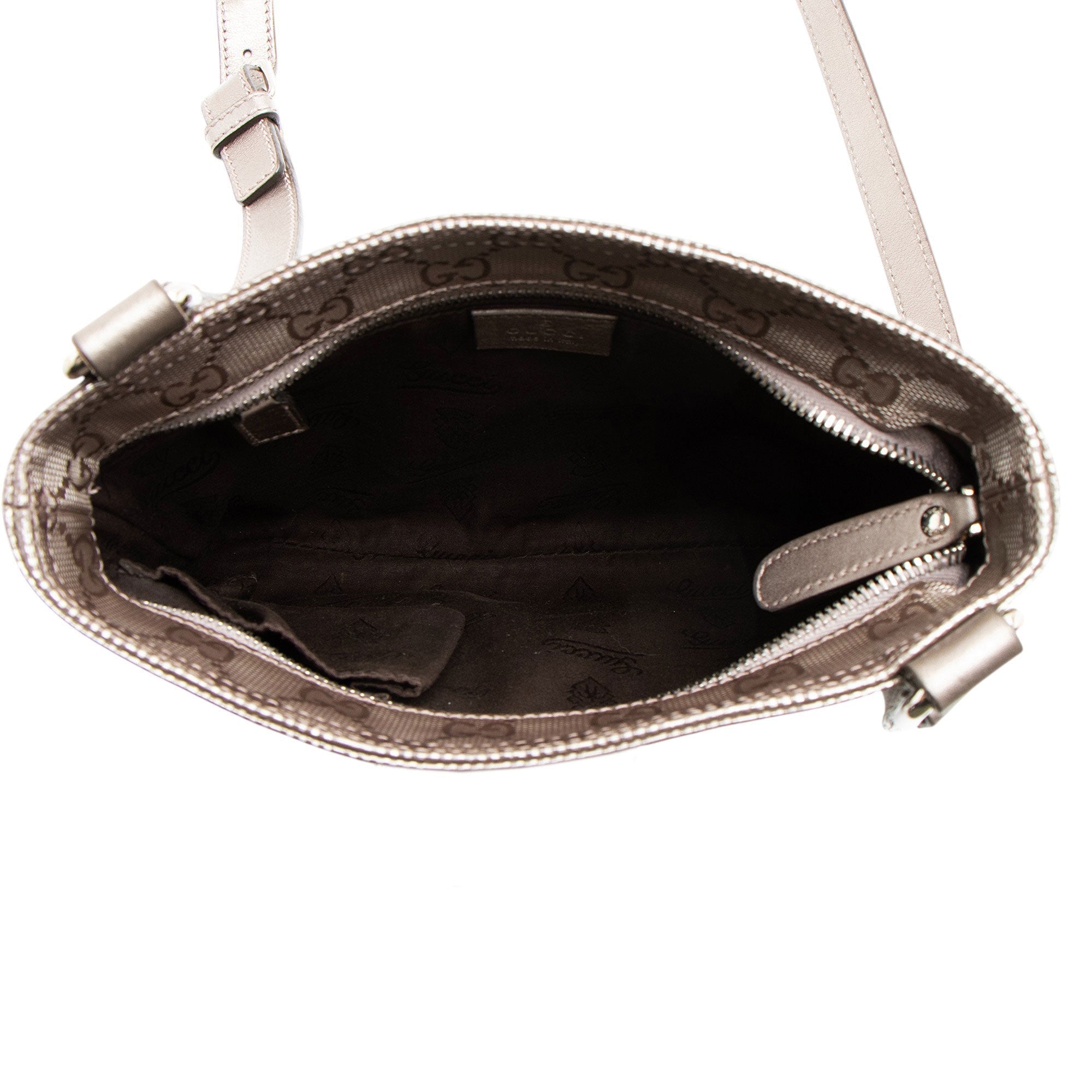 Gucci Metallic GG Imprime Flat Messenger