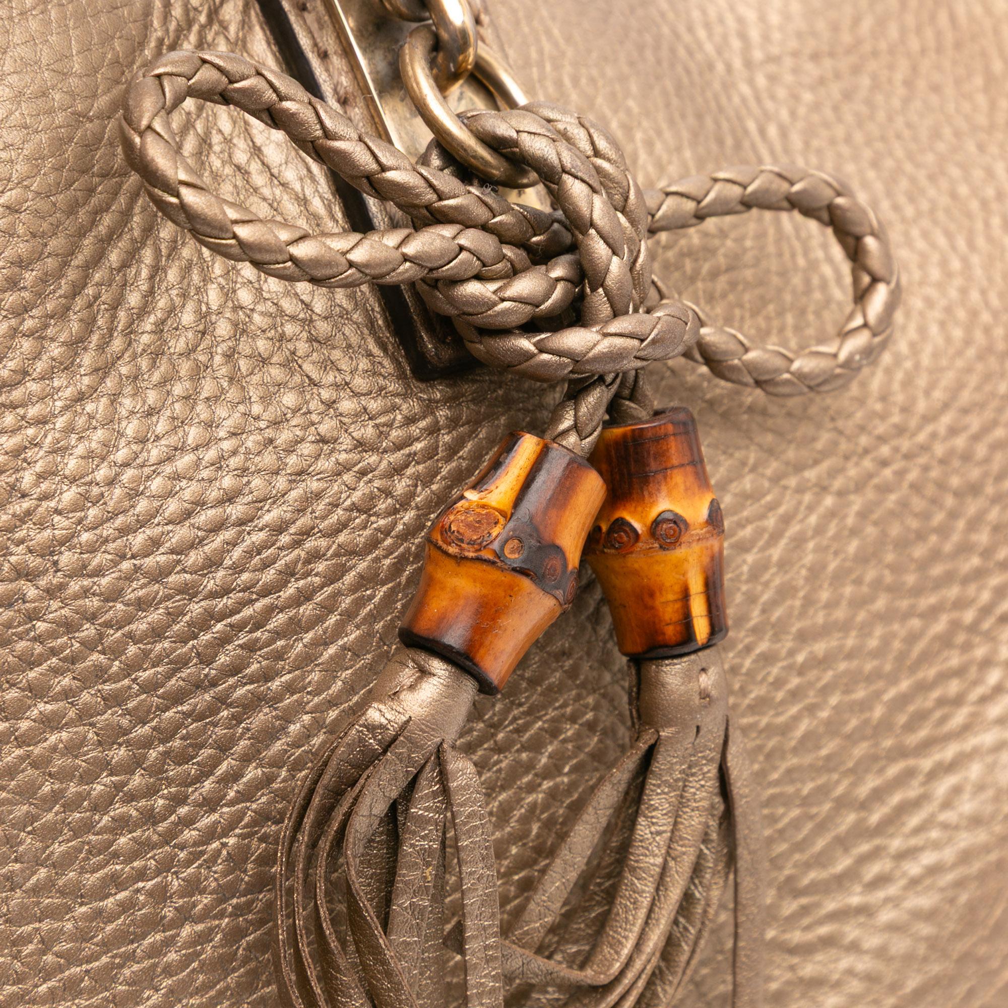 Gucci Metallic Grained Leather Bella Tote