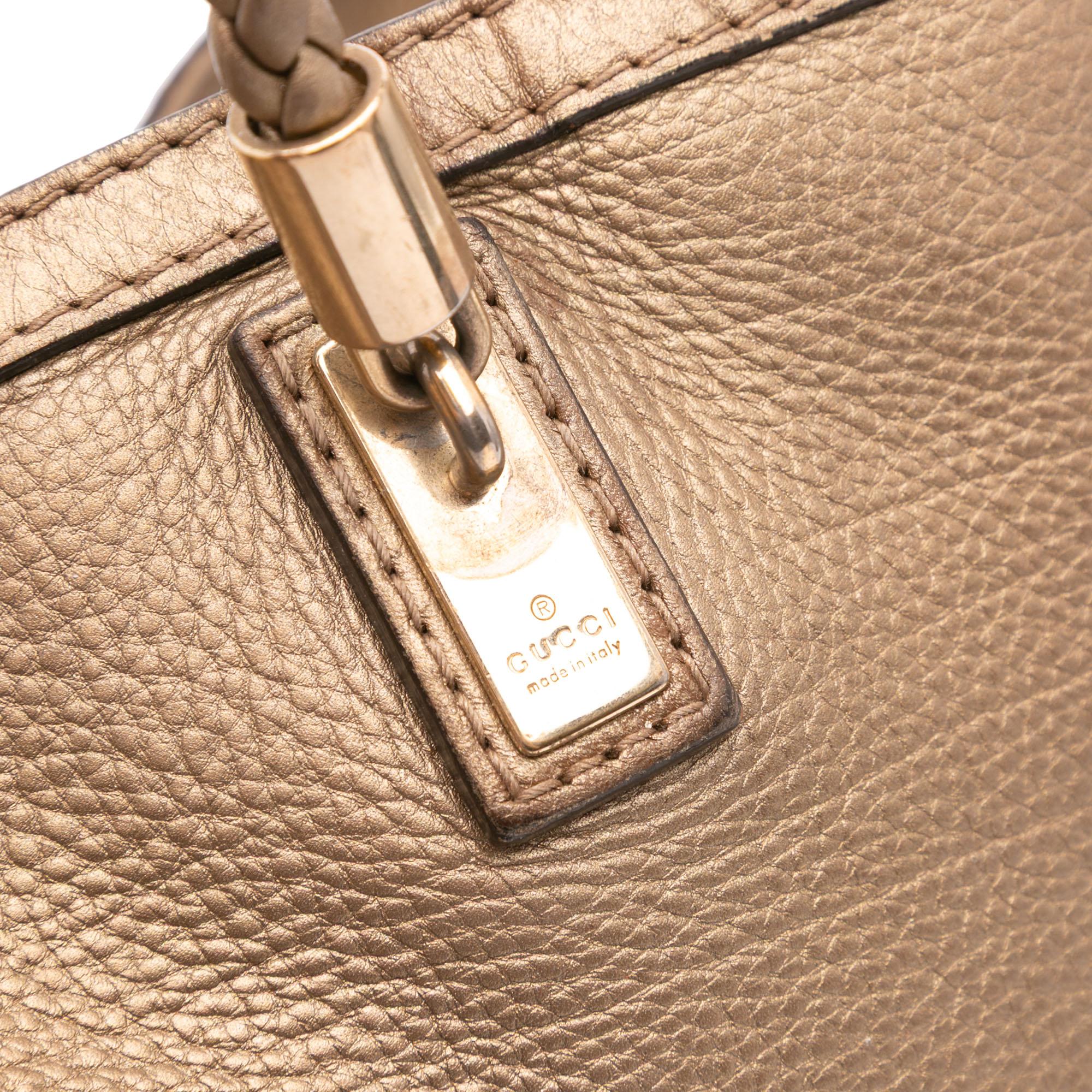 Gucci Metallic Grained Leather Bella Tote