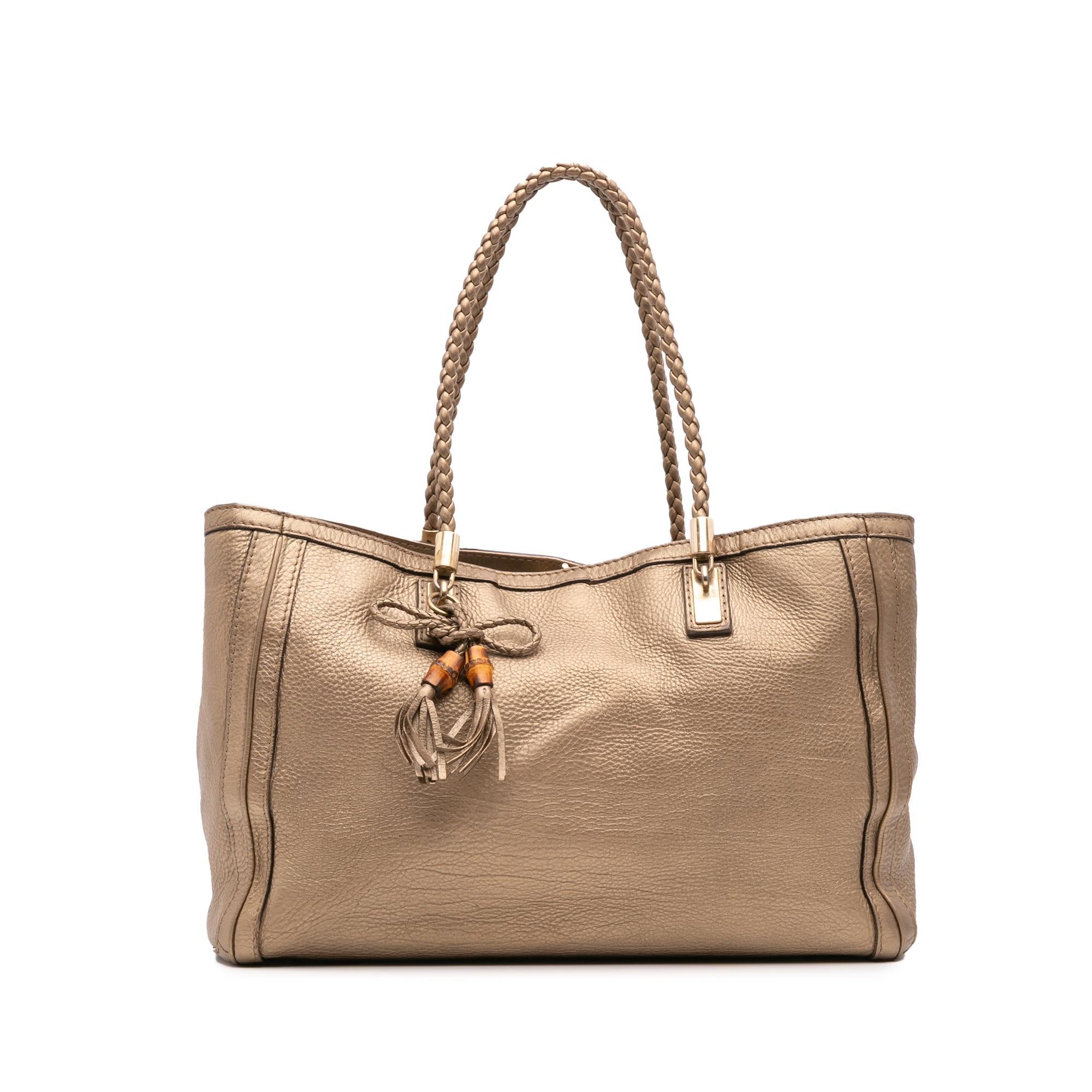 Gucci Metallic Grained Leather Bella Tote