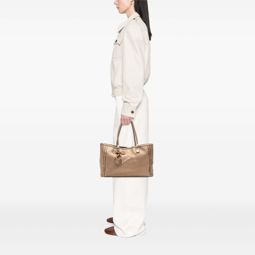 Gucci Metallic Grained Leather Bella Tote