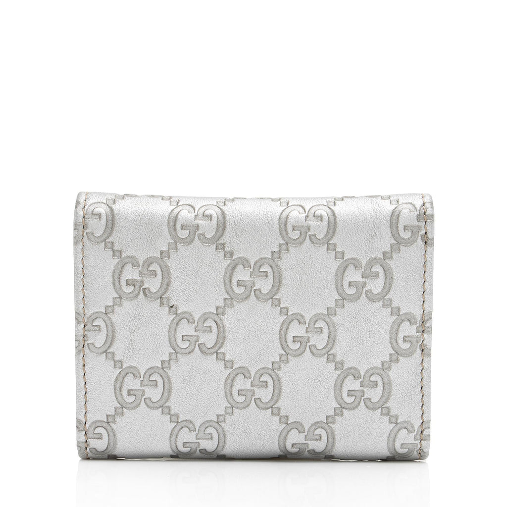 Gucci Metallic Guccissima Leather Card Case (SHF-euO3ug)