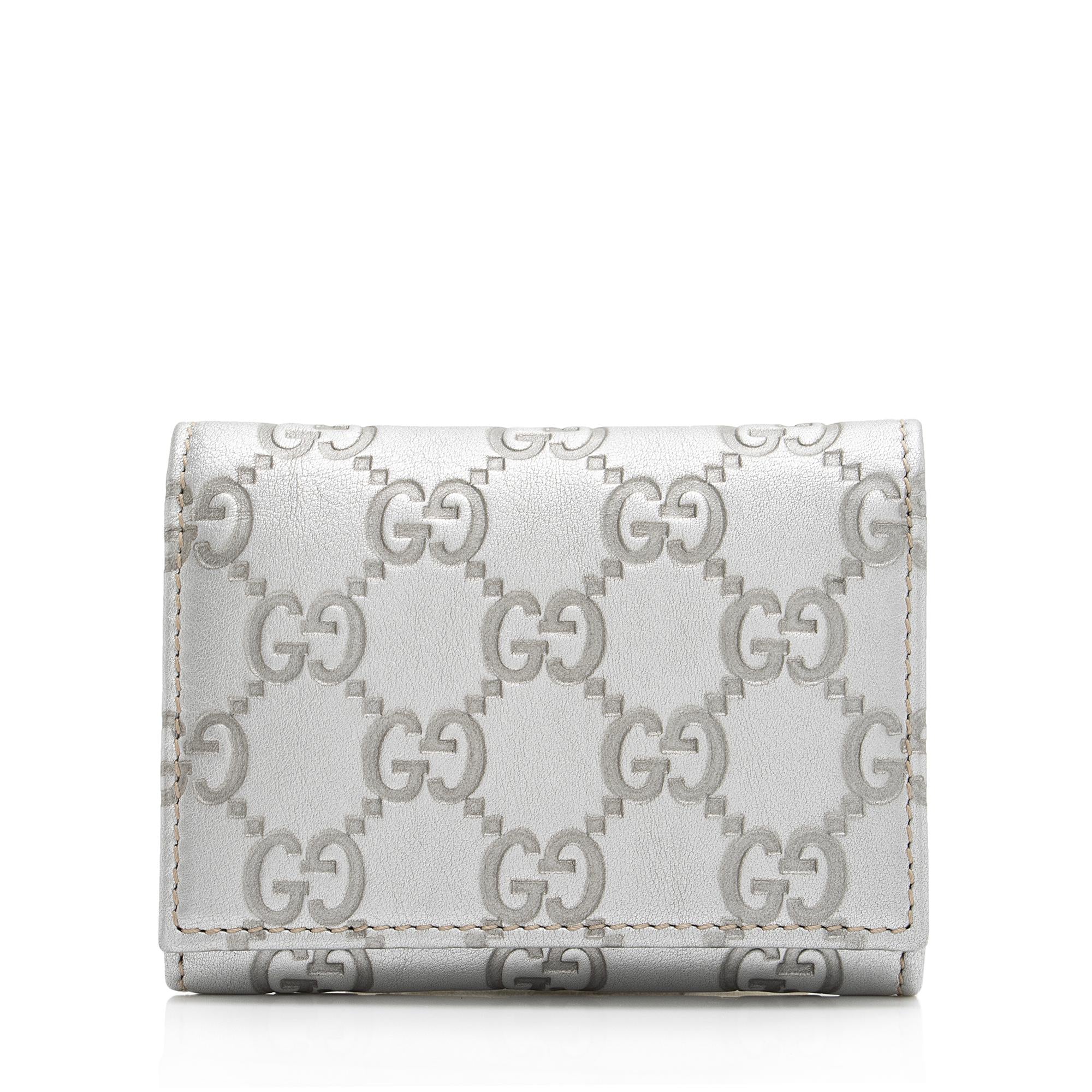 Gucci Metallic Guccissima Leather Card Case (SHF-euO3ug)
