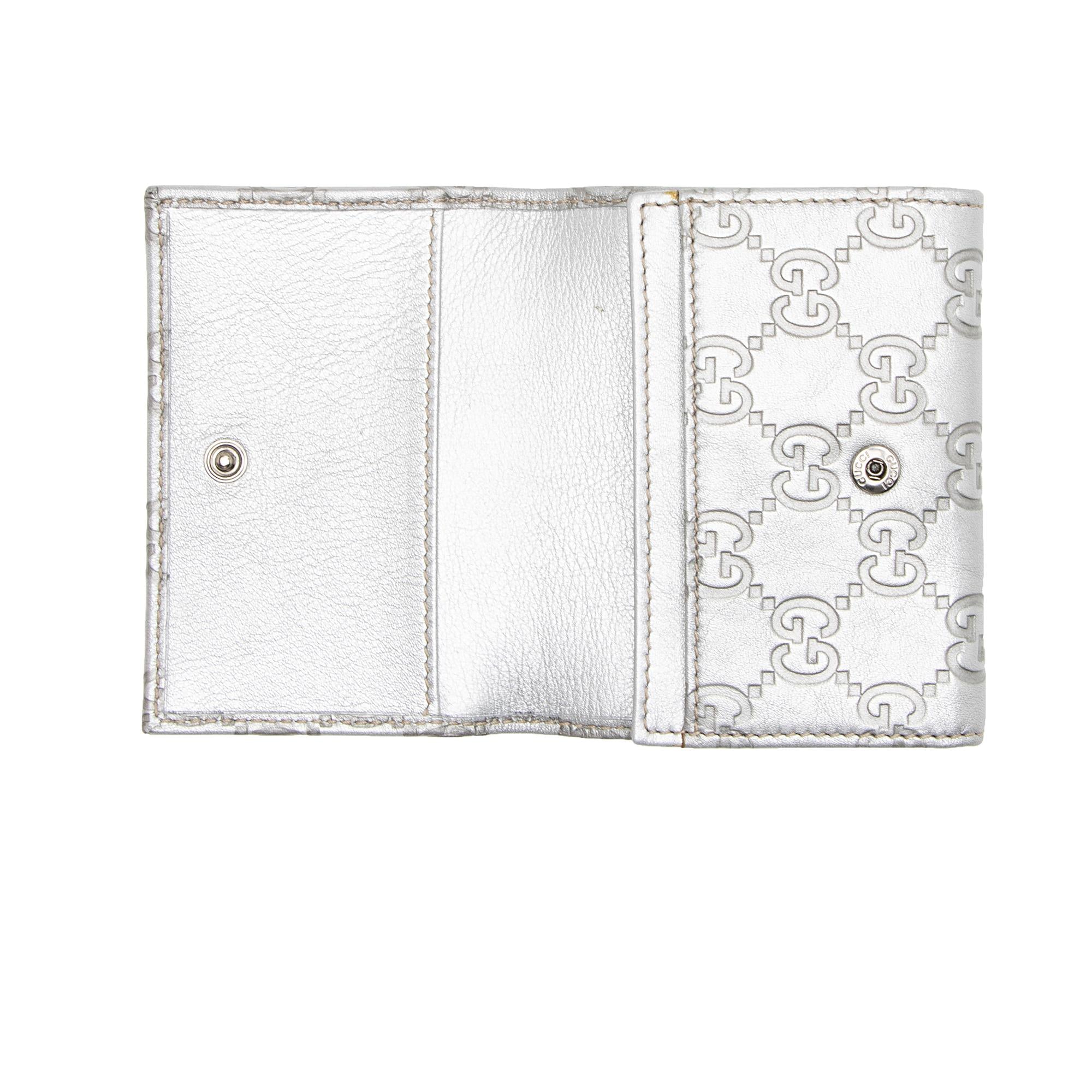 Gucci Metallic Guccissima Leather Card Case (SHF-euO3ug)