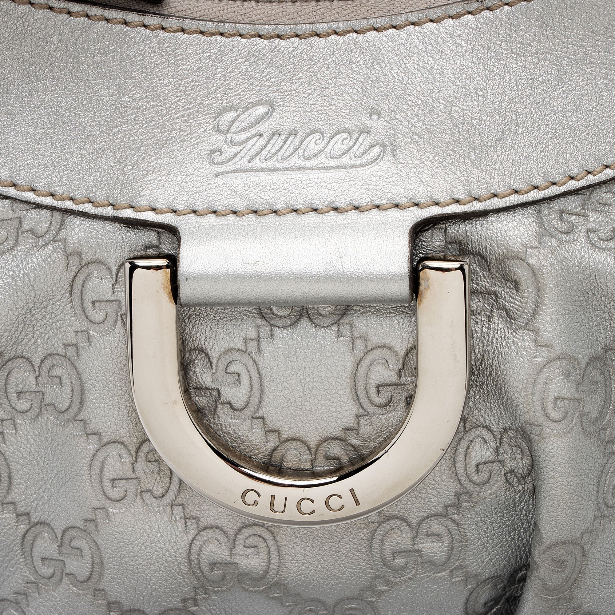 Gucci Metallic Guccissima Leather D Ring Small Hobo (SHF-KWHGdg)