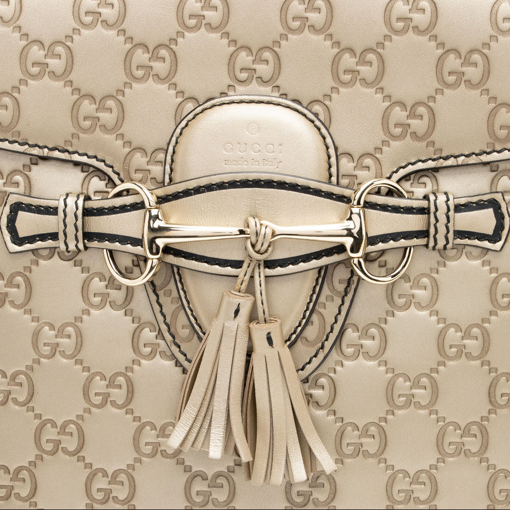 Gucci Metallic Guccissima Leather Emily Large Shoulder Bag (SHF-tKZxyz)