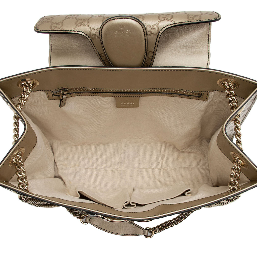 Gucci Metallic Guccissima Leather Emily Large Shoulder Bag (SHF-tKZxyz)