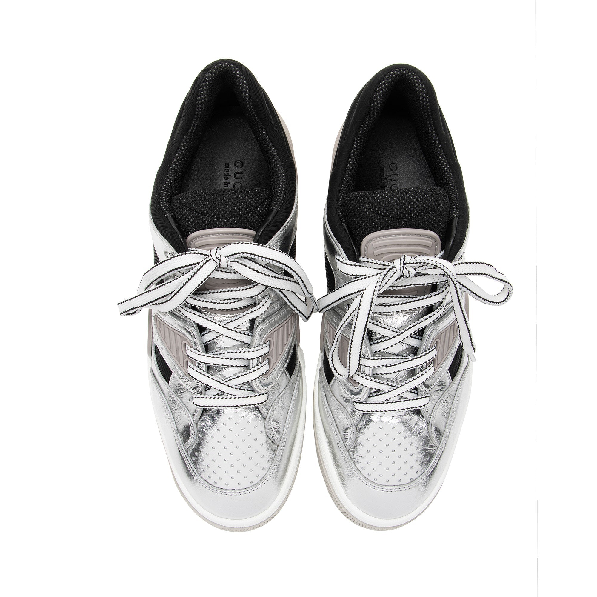 Gucci Metallic Leather Basket Sneakers - Size 9 / 39 (SHF-I0e3sE)