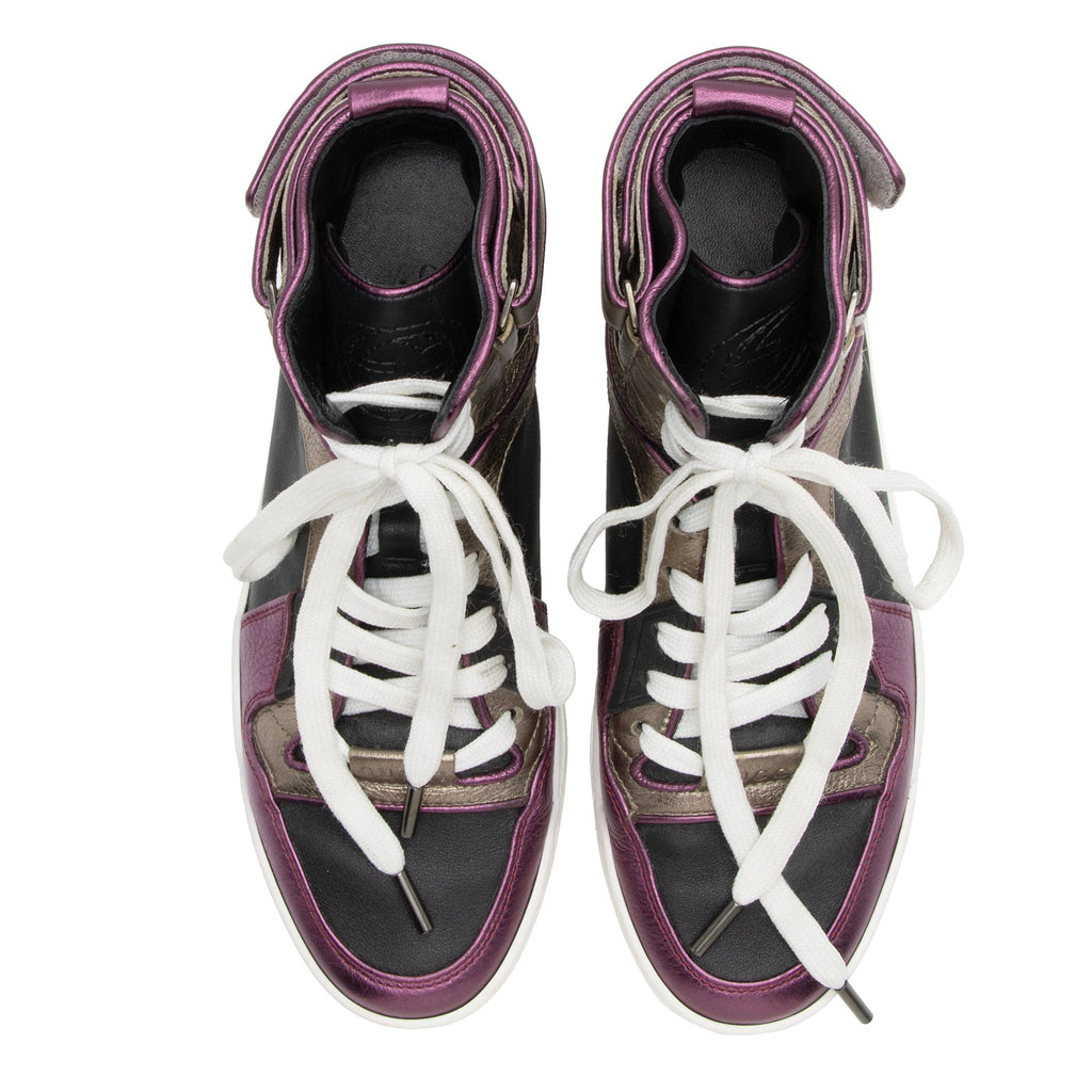 Gucci Metallic Leather Basketball High Top Sneakers - Size 6.5 / 36.5 (SHF-PH5TsW)
