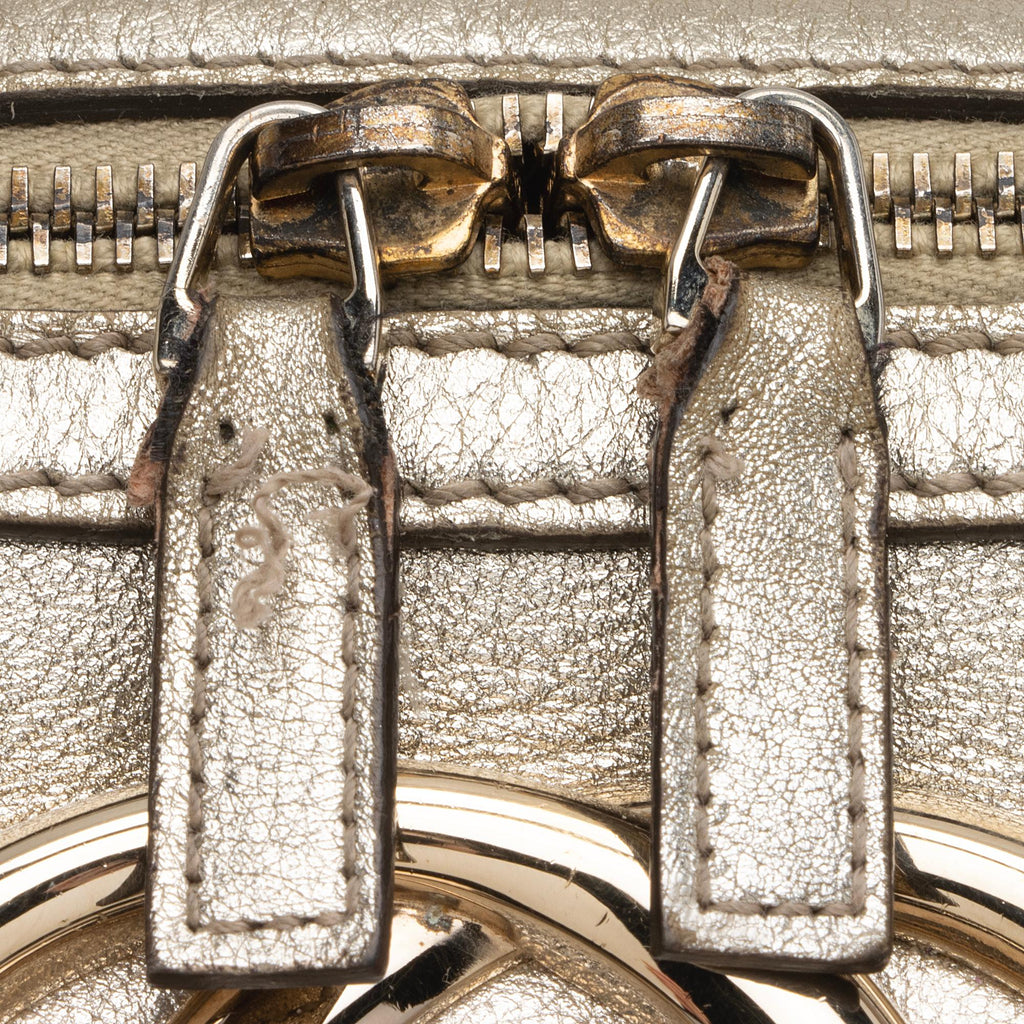 Gucci Metallic Leather Britt Medium Boston Bag (SHF-23530)