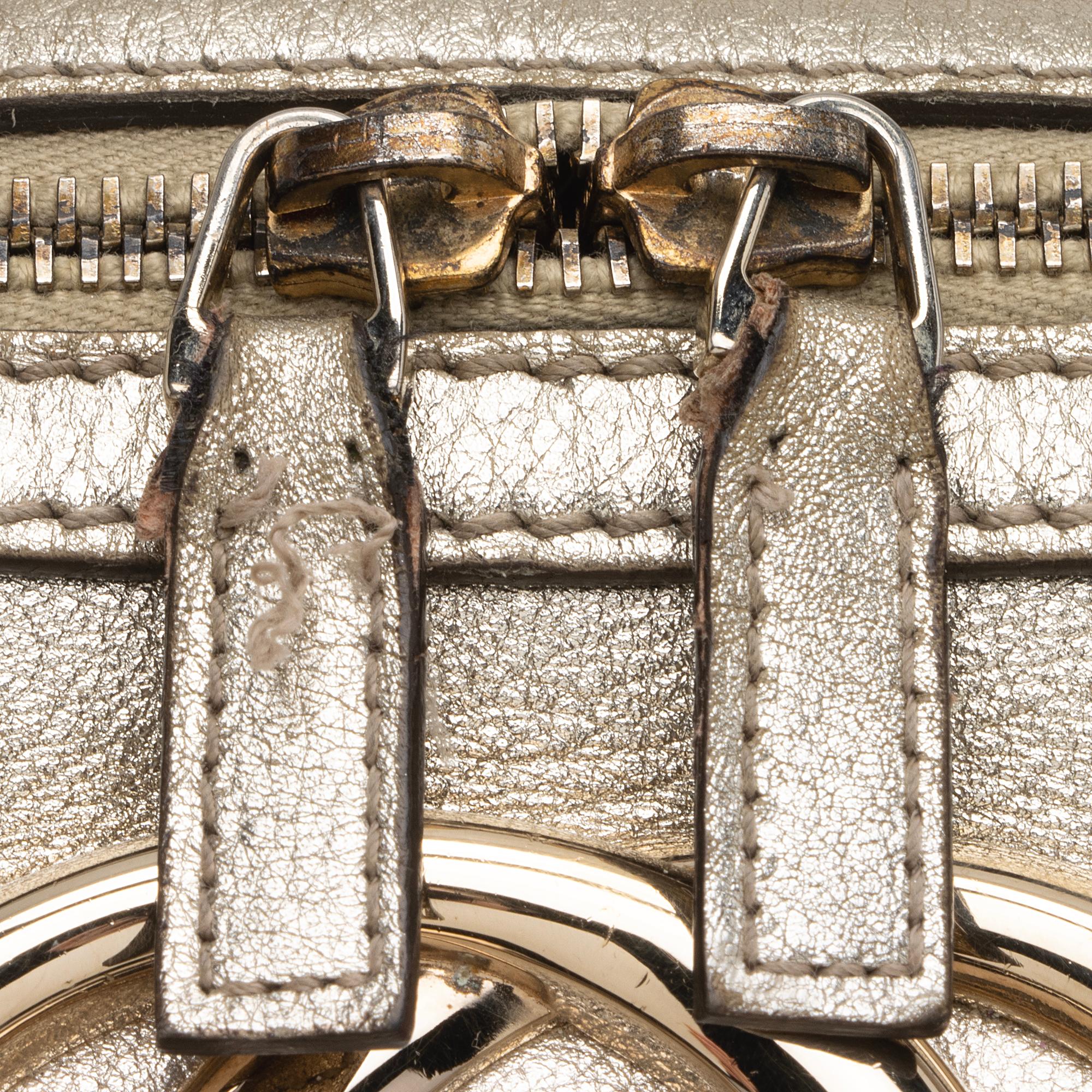 Gucci Metallic Leather Britt Medium Boston Bag (SHF-23530)