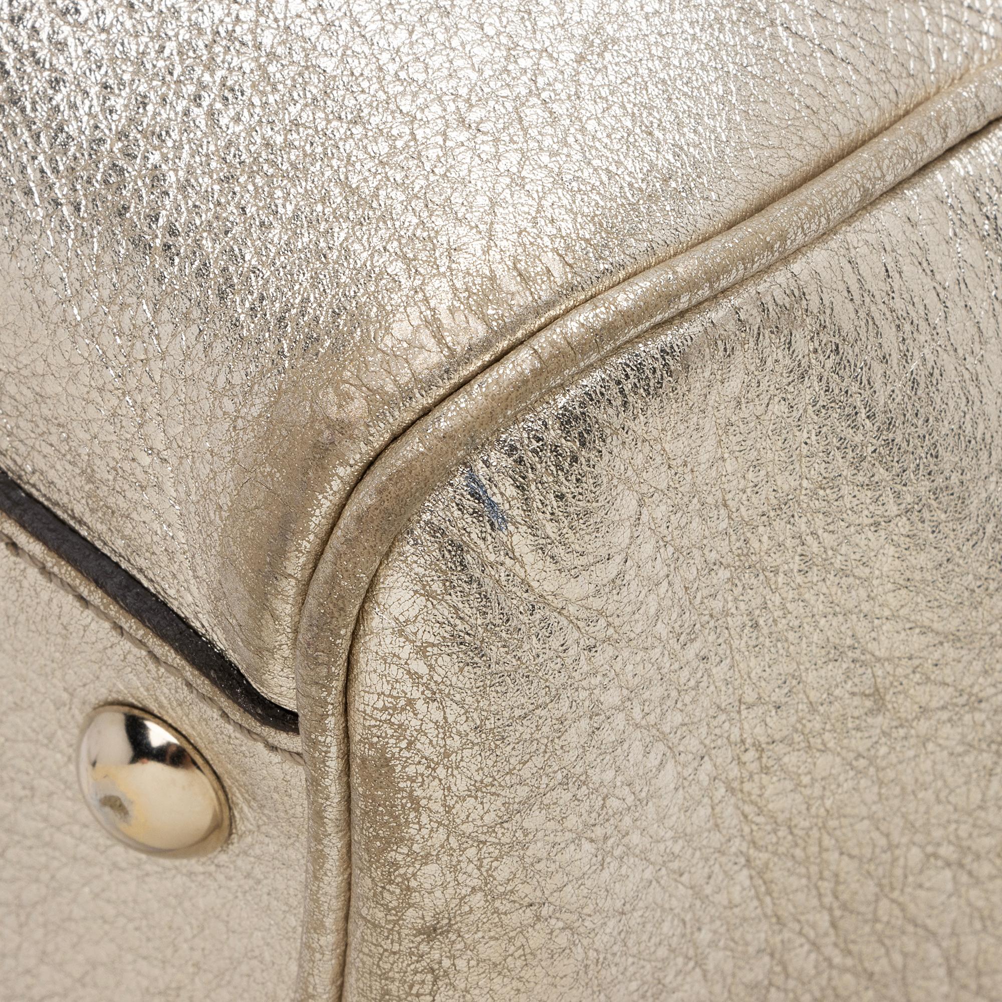 Gucci Metallic Leather Britt Medium Boston Bag (SHF-23530)