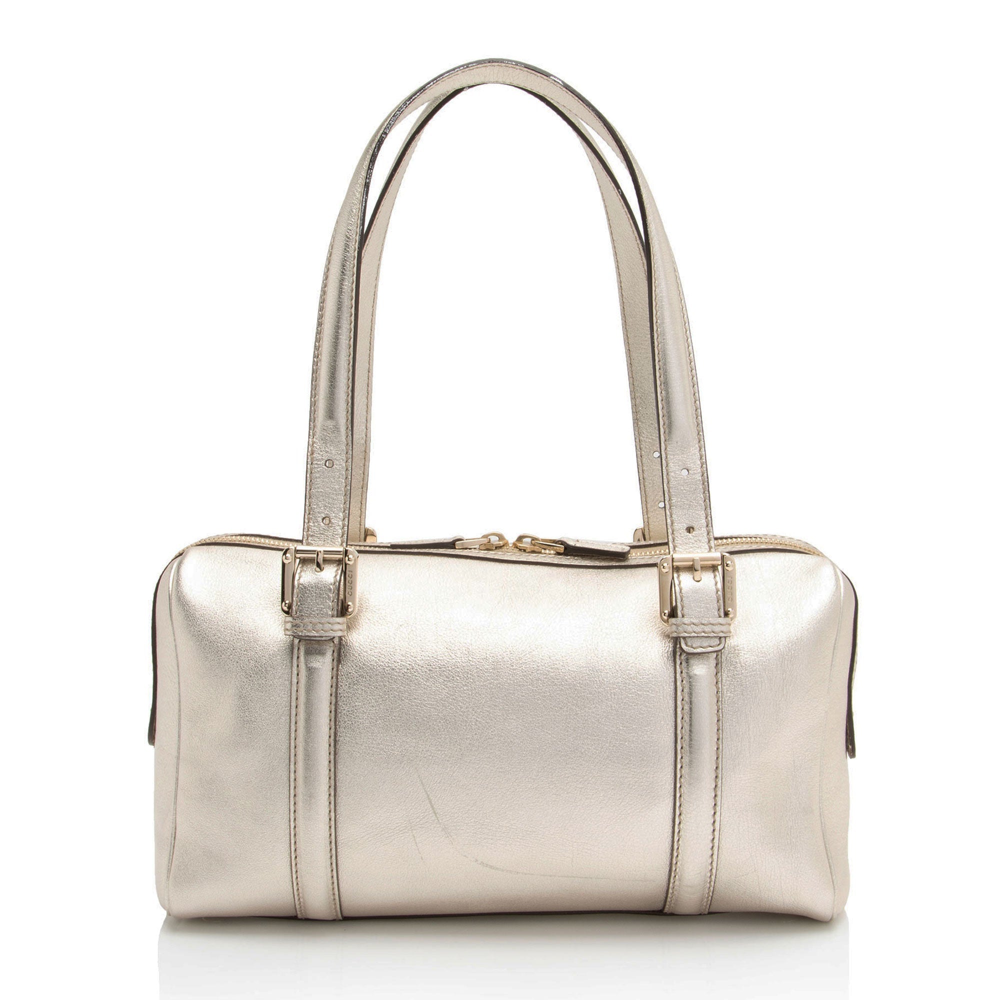 Gucci Metallic Leather Britt Small Boston Bag (SHF-YWrQAR)
