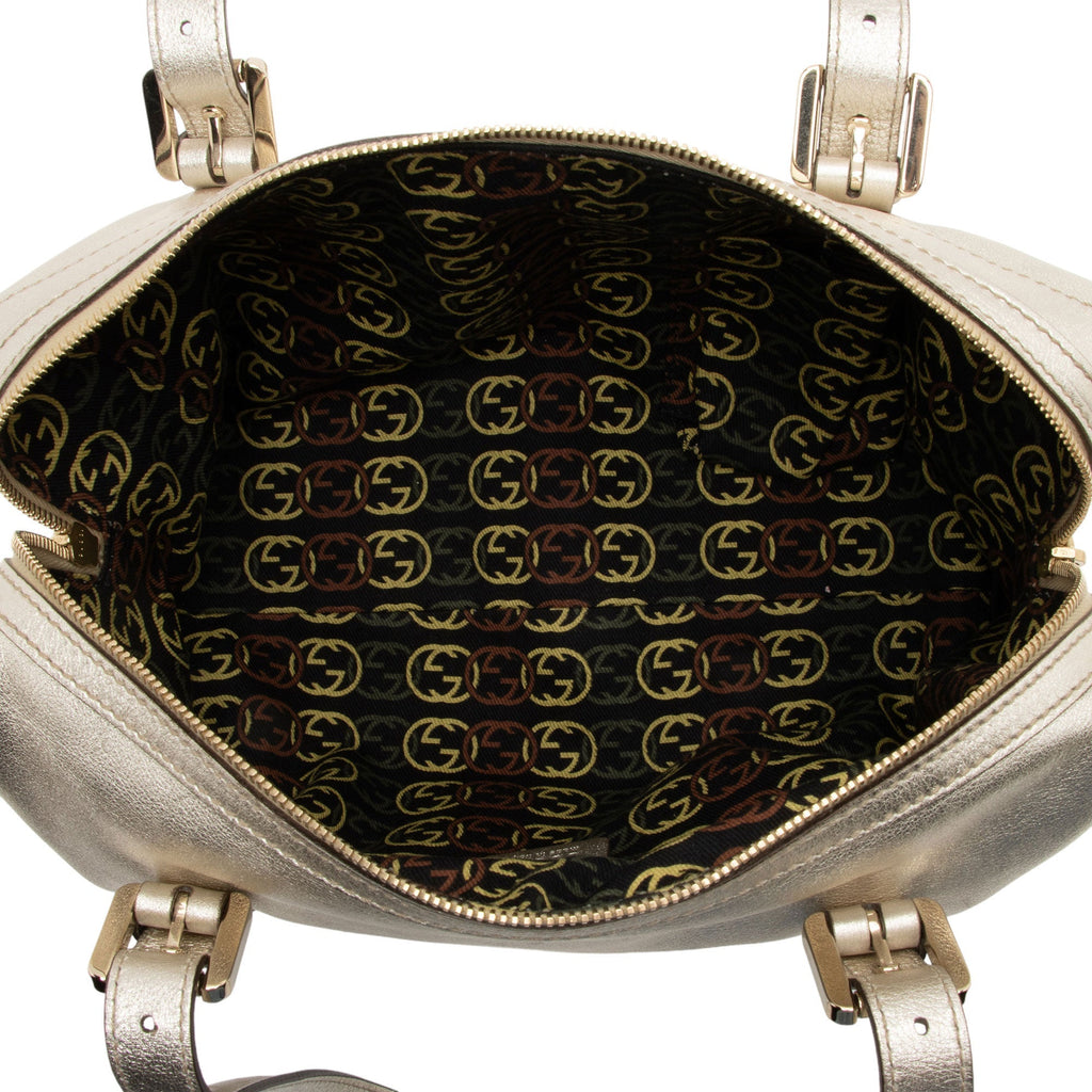 Gucci Metallic Leather Britt Small Boston Bag (SHF-YWrQAR)