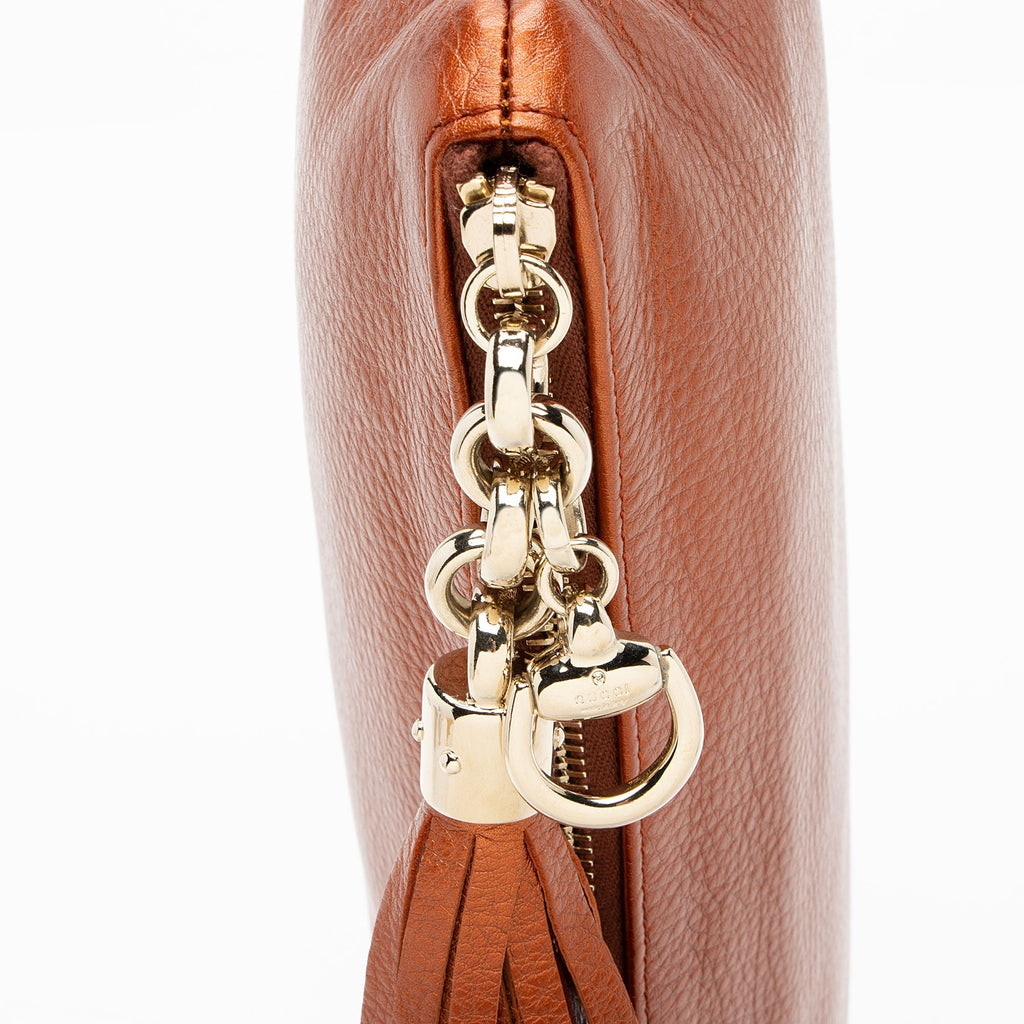 Gucci Metallic Leather Broadway Tassel Zip Clutch