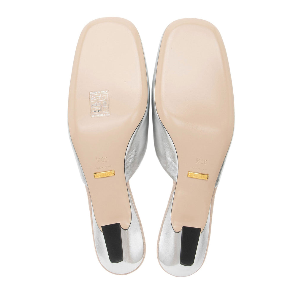 Gucci Metallic Leather Crystal Horsebit Mules - Size 9.5 / 39.5