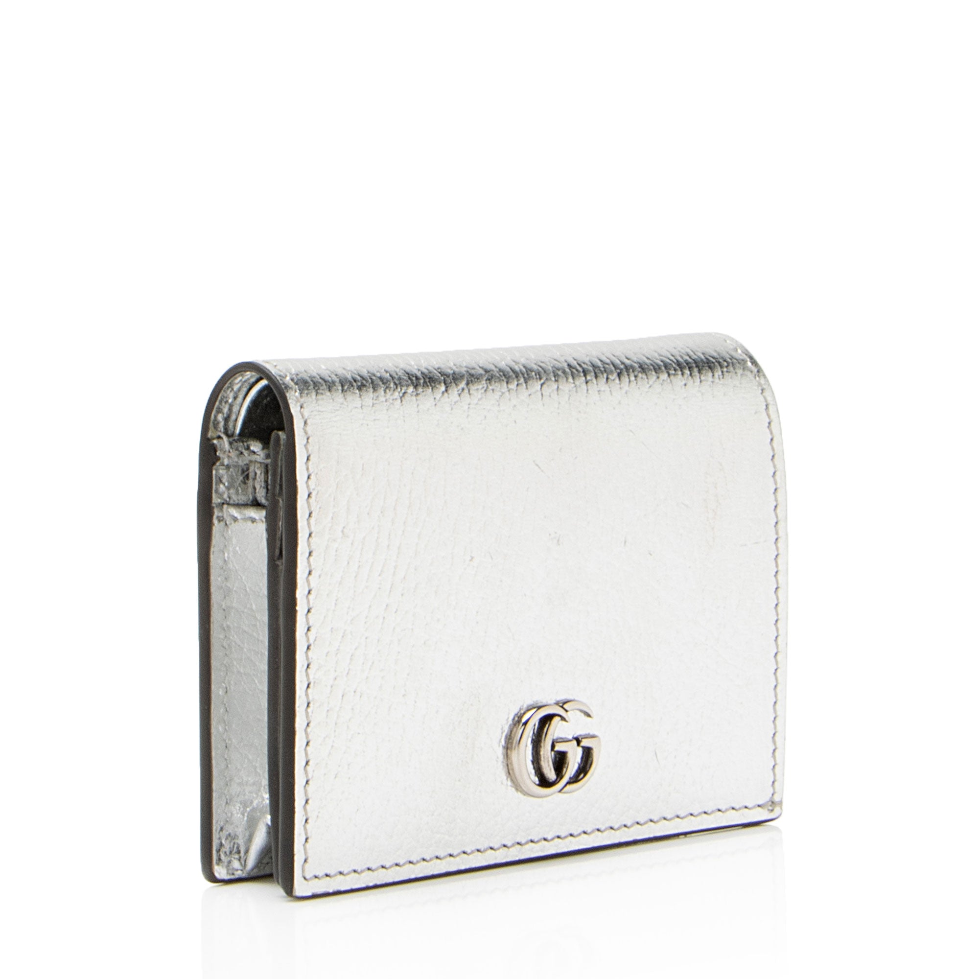 Gucci Metallic Leather GG Marmont Card Case