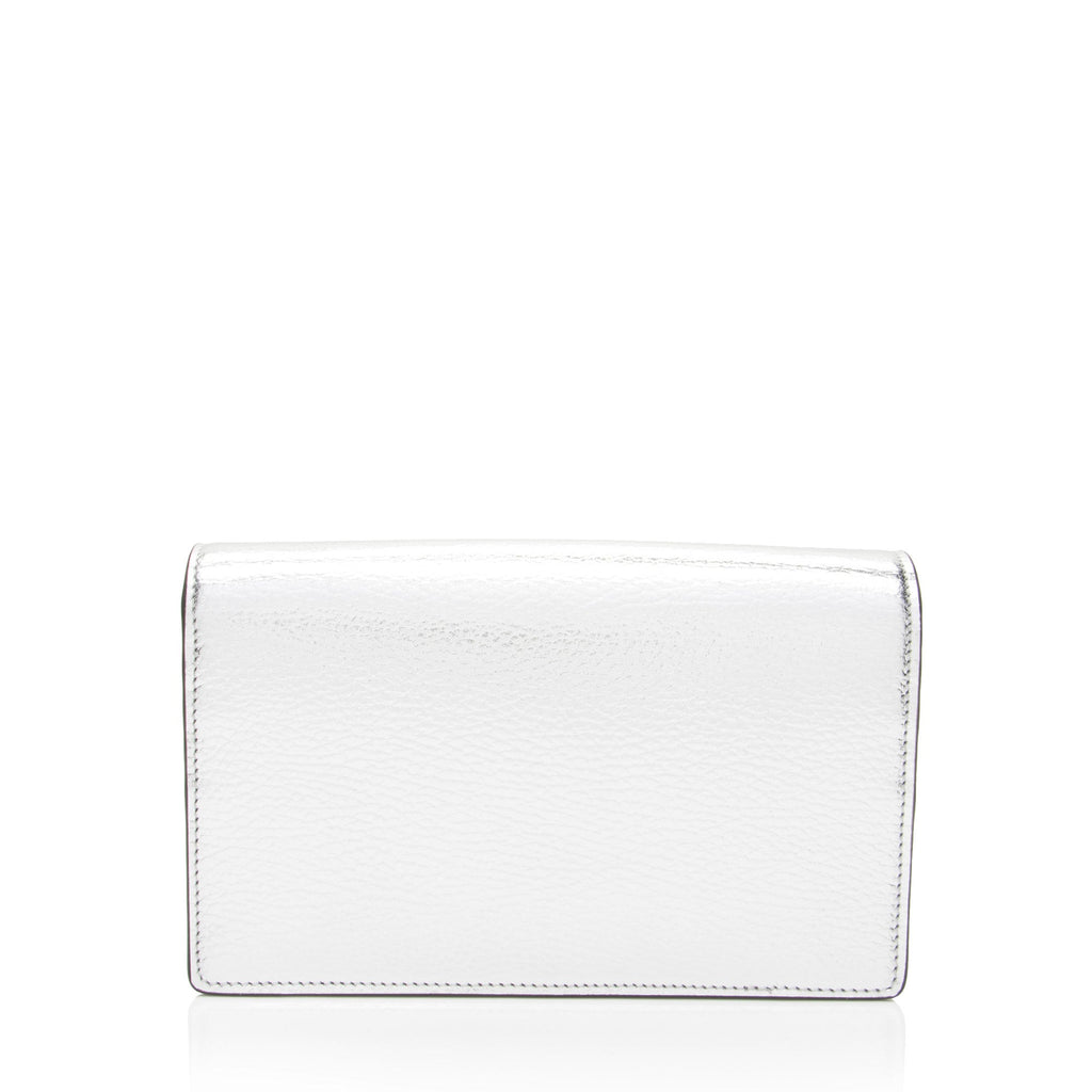 Gucci Metallic Leather GG Marmont Wallet on Chain (SHF-3rKwDE)
