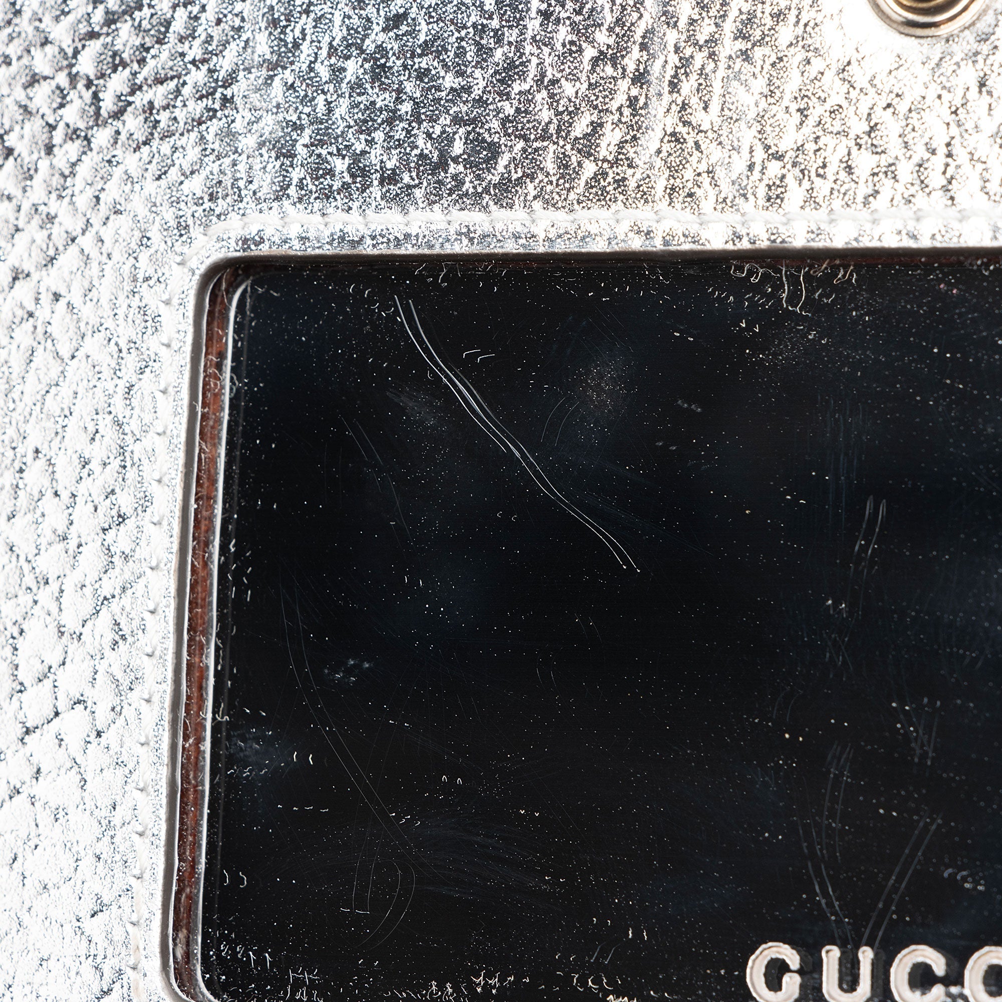 Gucci Metallic Leather GG Marmont Wallet on Chain (SHF-3rKwDE)