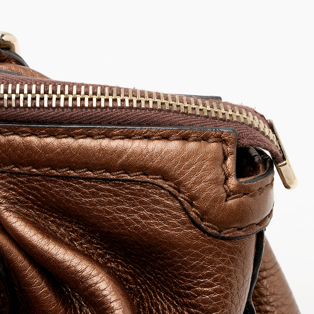 Gucci Metallic Leather Sukey Satchel (SHF-21788)
