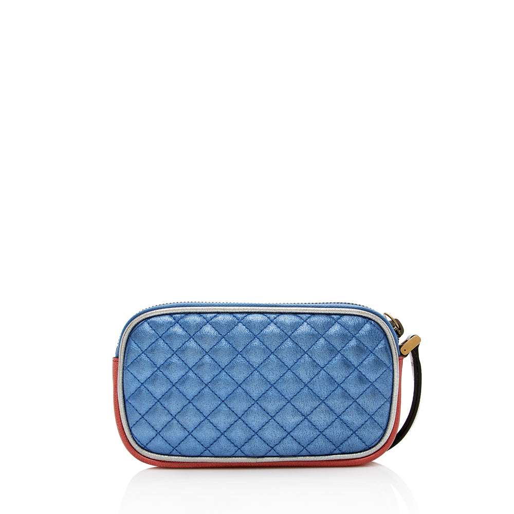 Gucci Metallic Leather Trapuntata Gucci Wristlet (SHF-15998)
