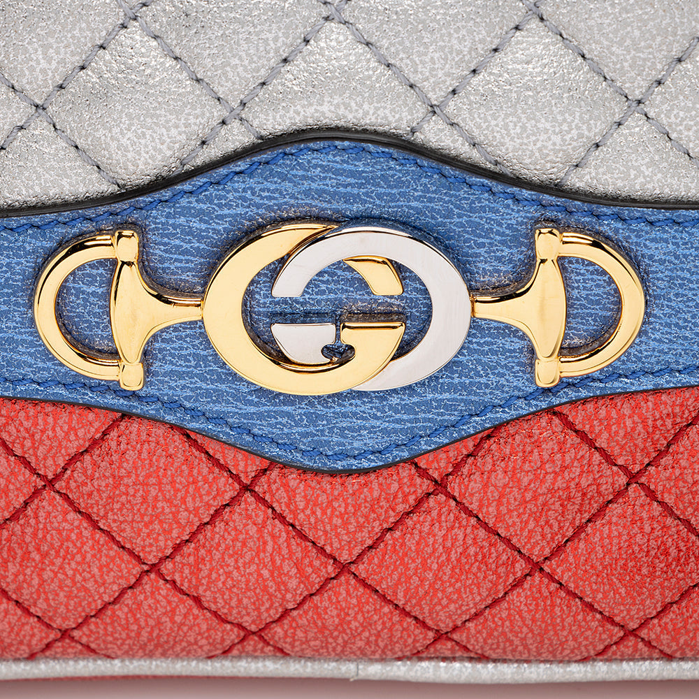 Gucci Metallic Leather Trapuntata Gucci Wristlet (SHF-15998)